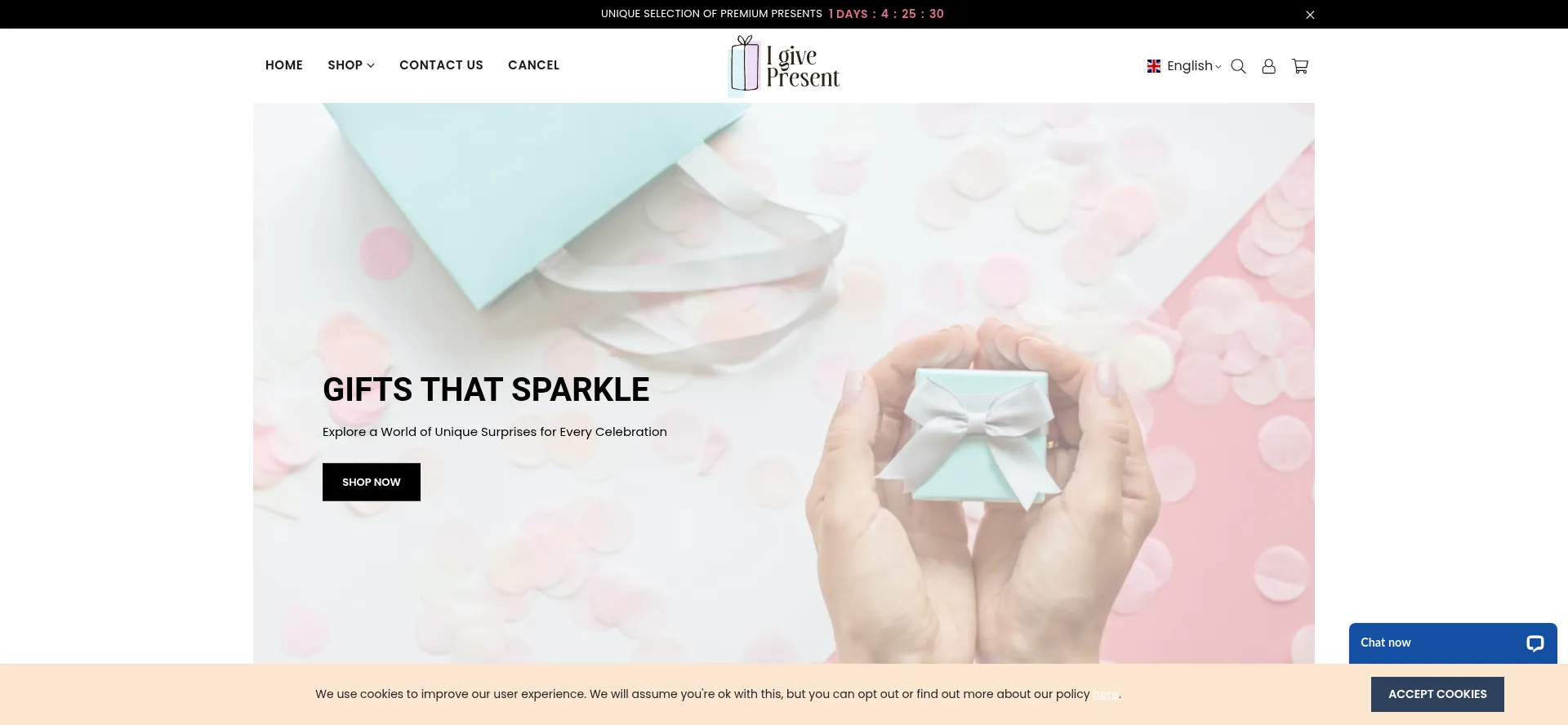Website screenshot of Igivepresent.com