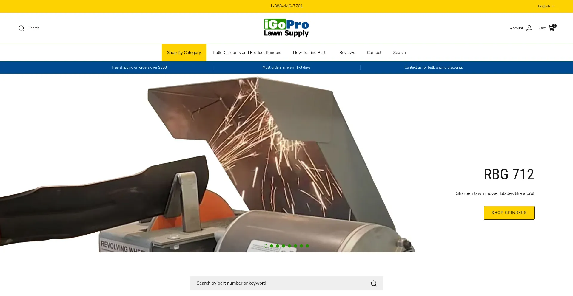 Website screenshot of Igoprolawnsupply.com