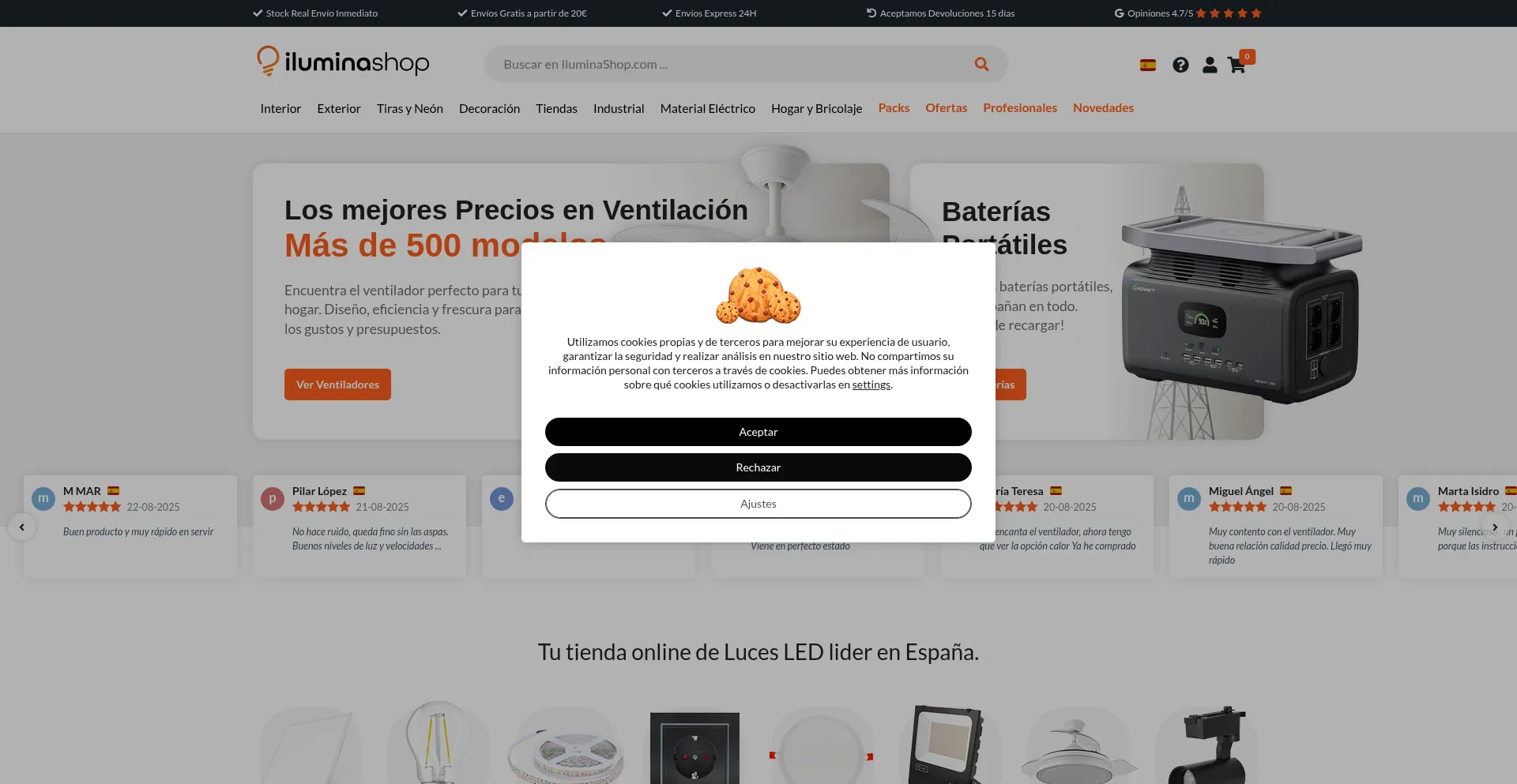 Website screenshot of Iluminashop.com