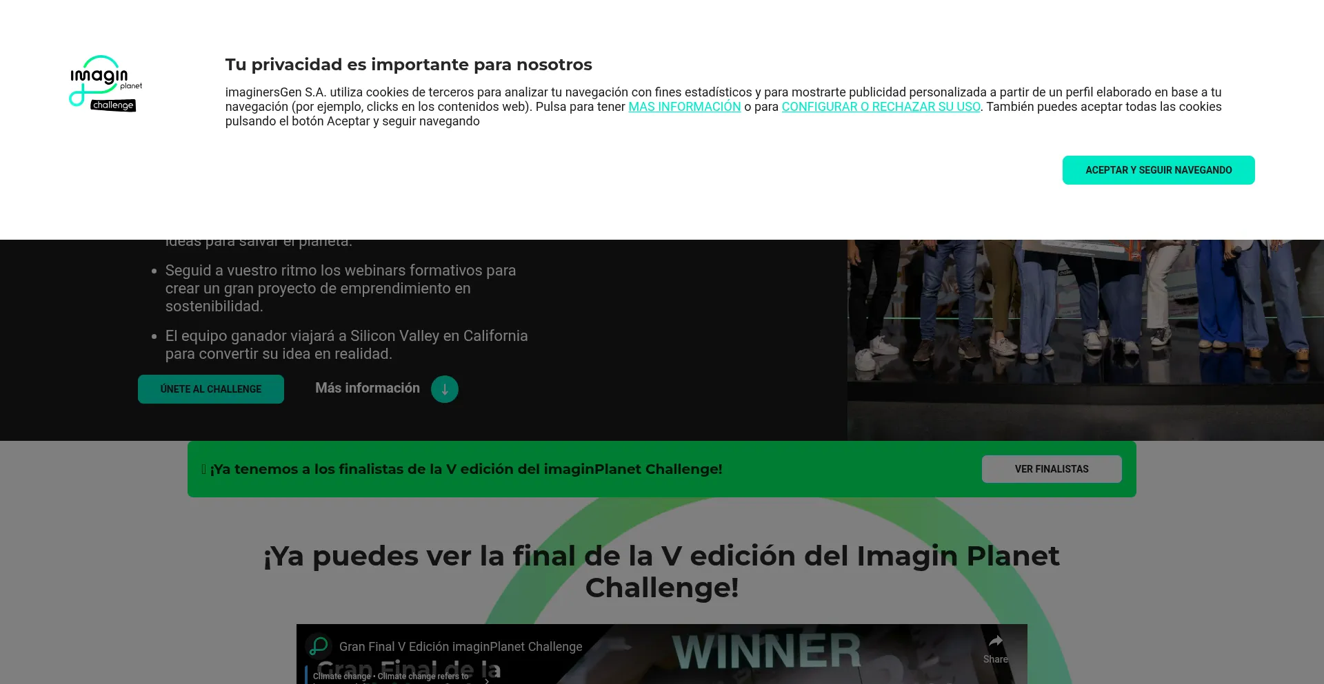 Website screenshot of Imaginplanetchallenge.com