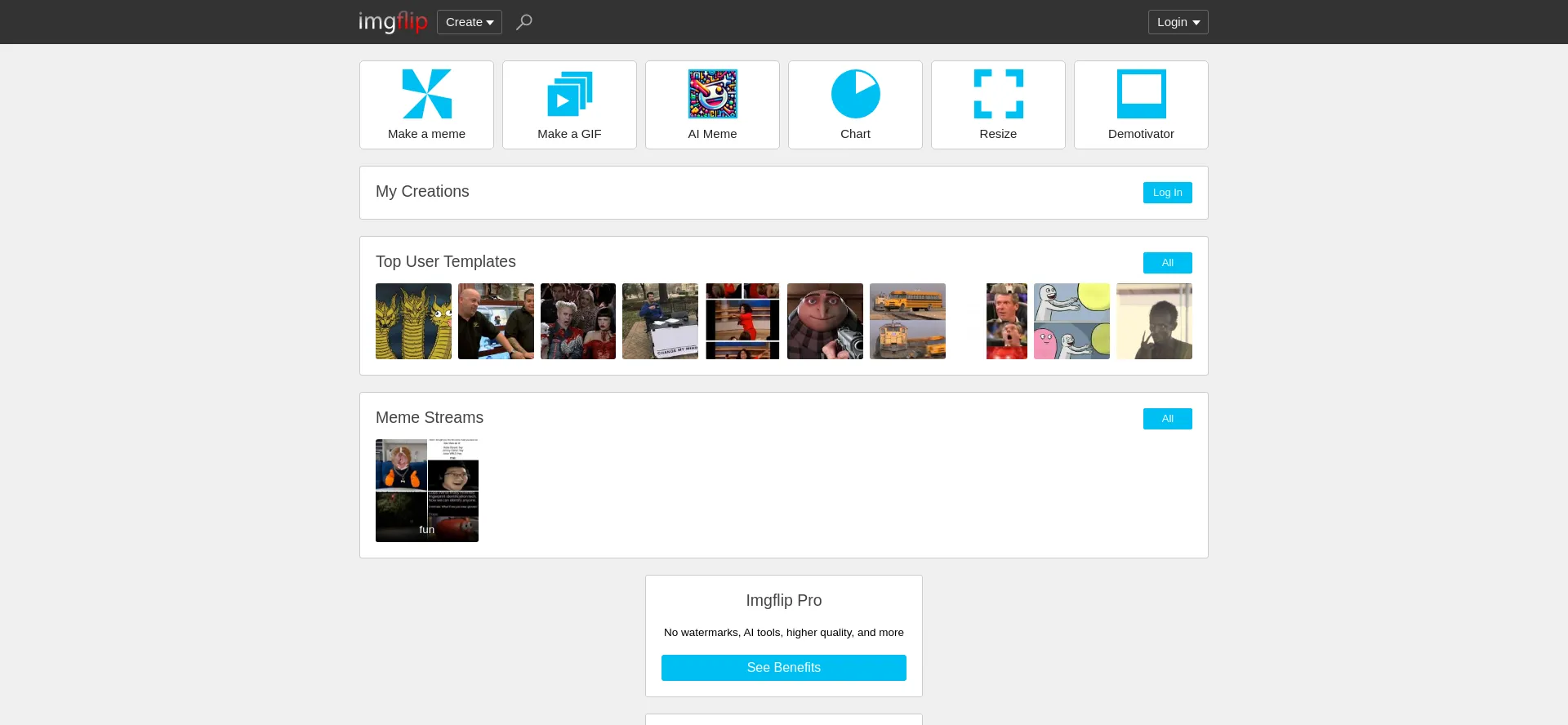 Website screenshot of Imgflip.com