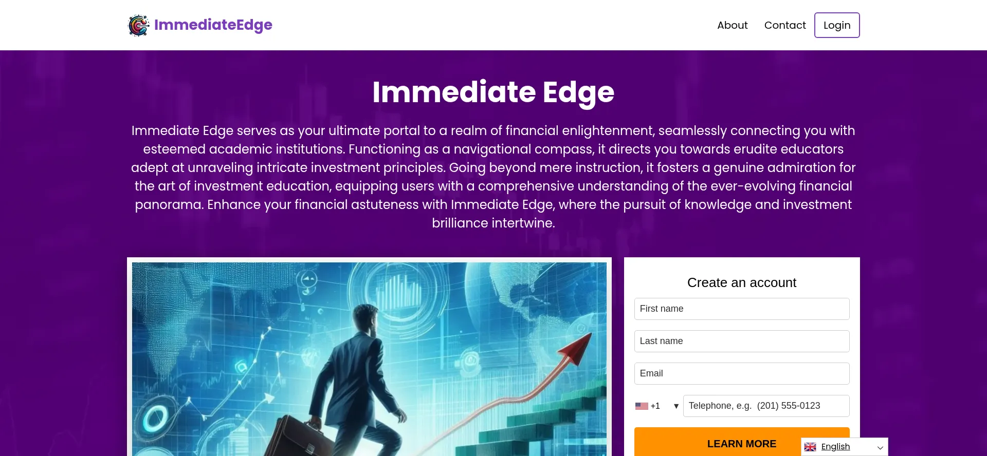 Website screenshot of Immediateedge.biz
