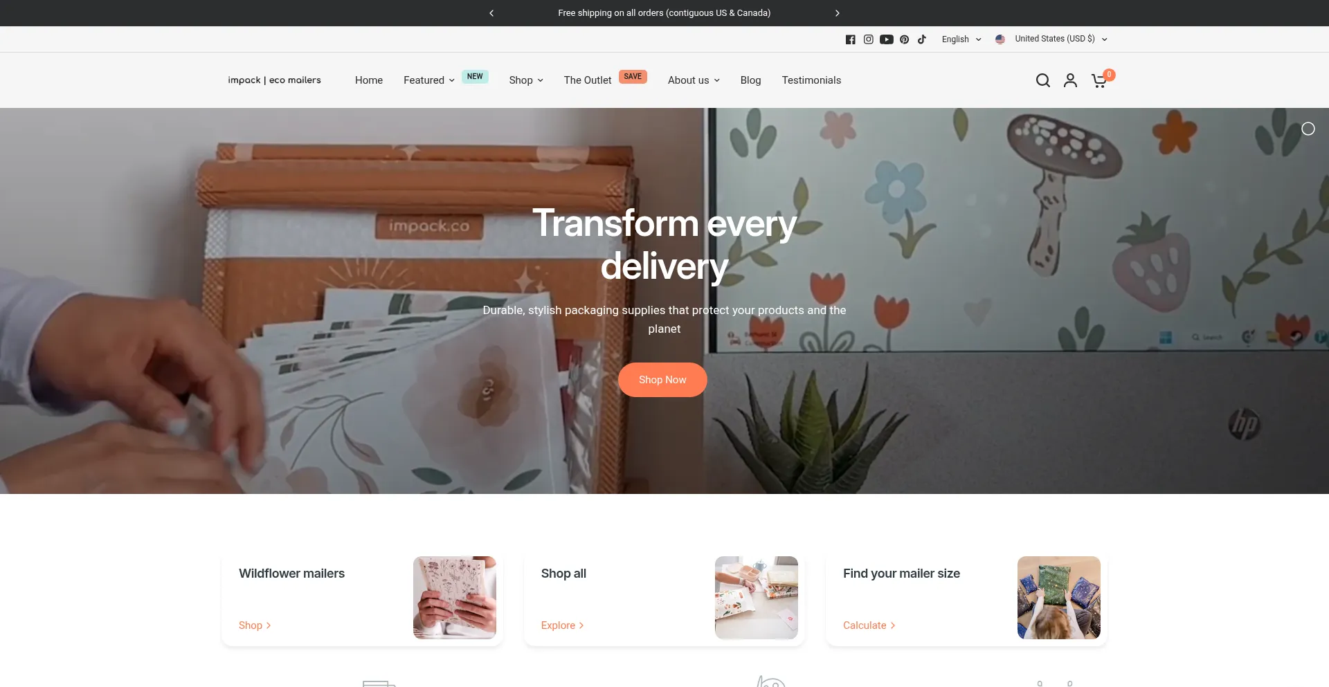 Website screenshot of Impack.co