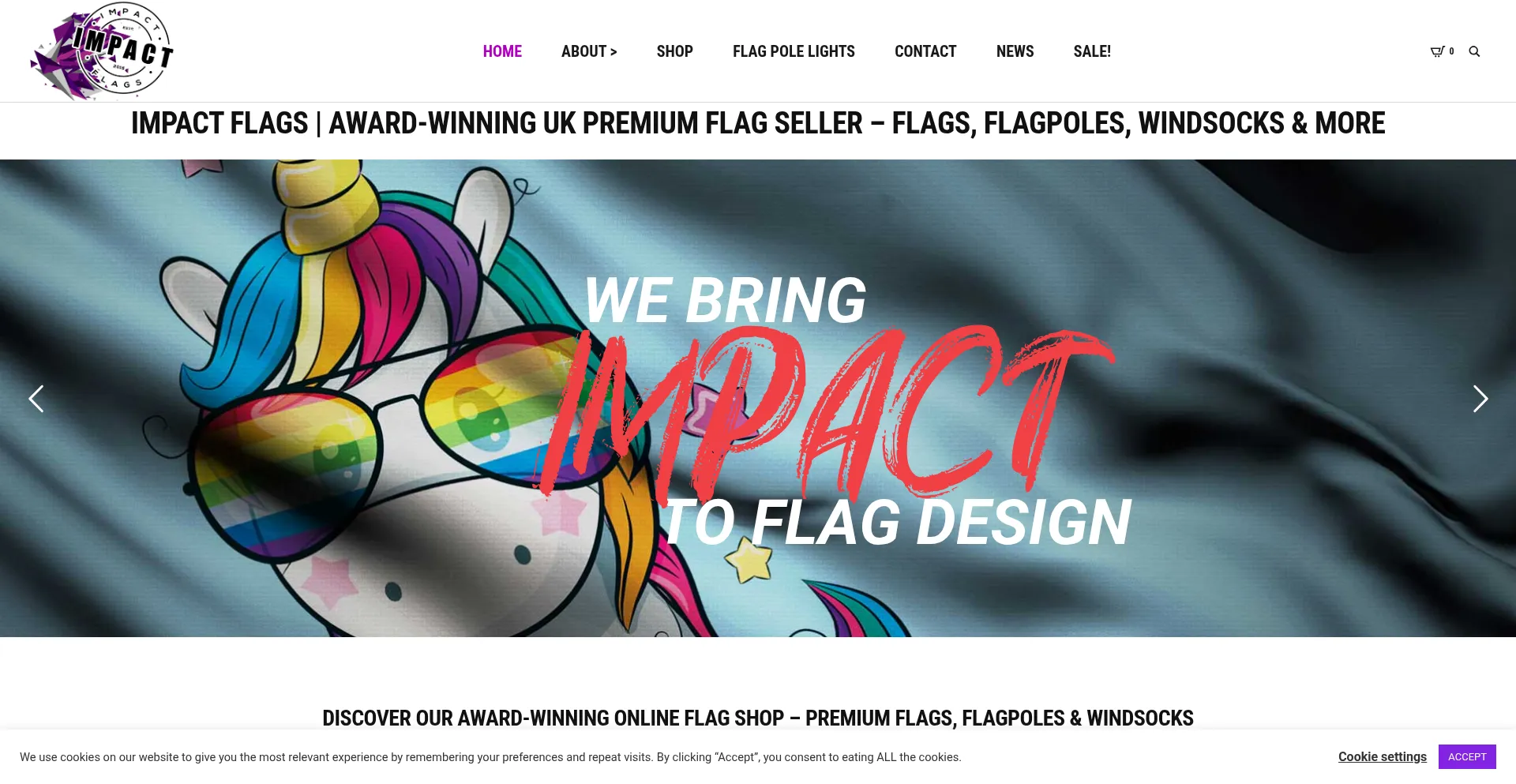Website screenshot of Impact-flags.co.uk