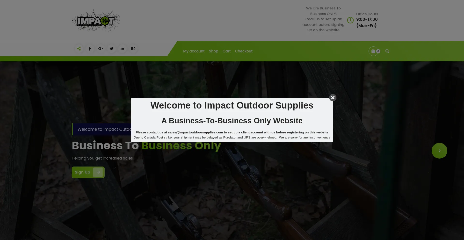 Website screenshot of Impactoutdoorsupplies.com