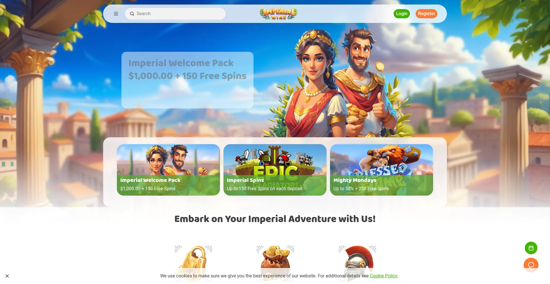 Website screenshot of Imperialwins.com