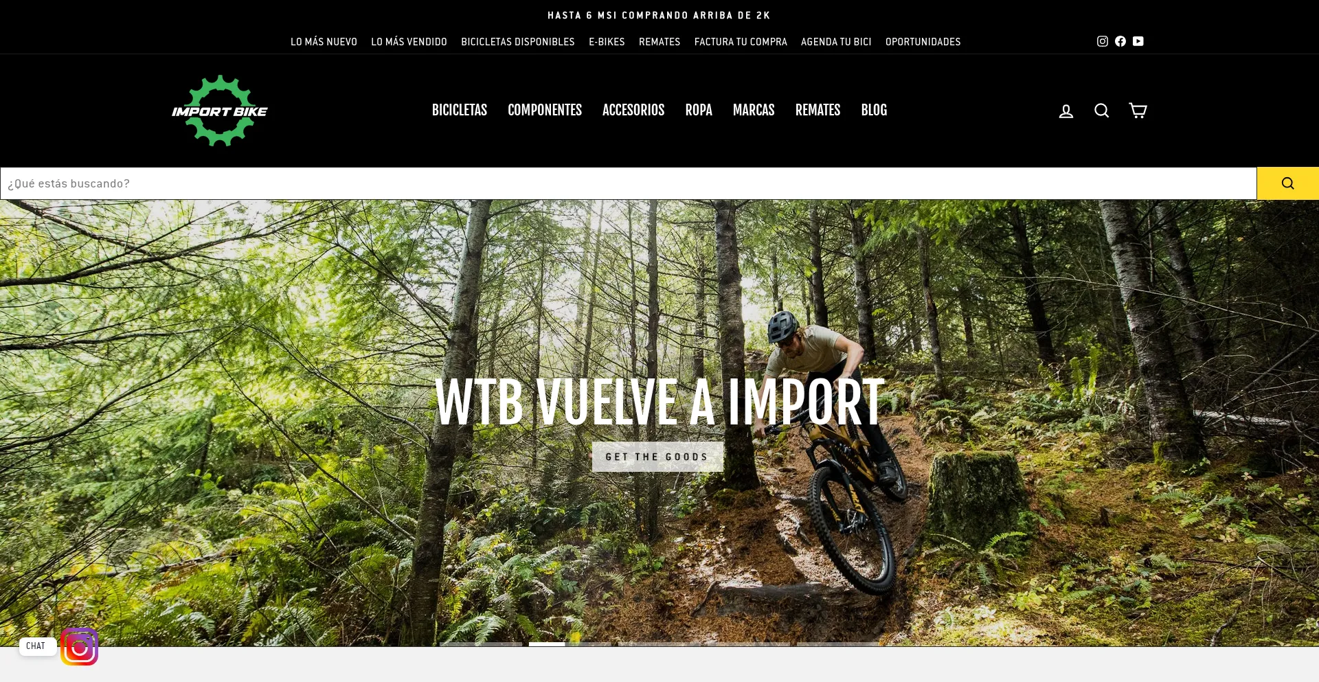 Website screenshot of Importbike.mx