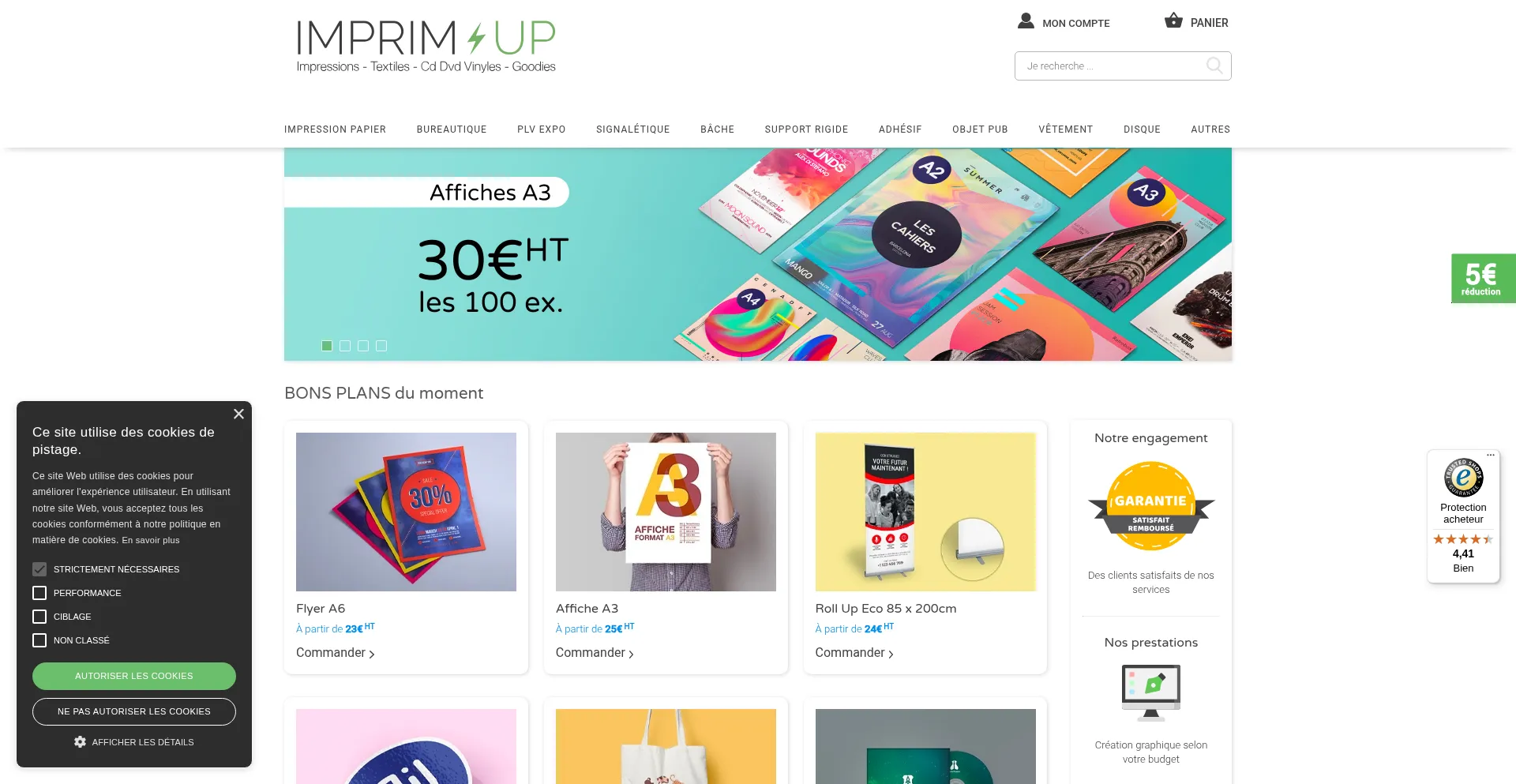 Website screenshot of Imprimup.fr