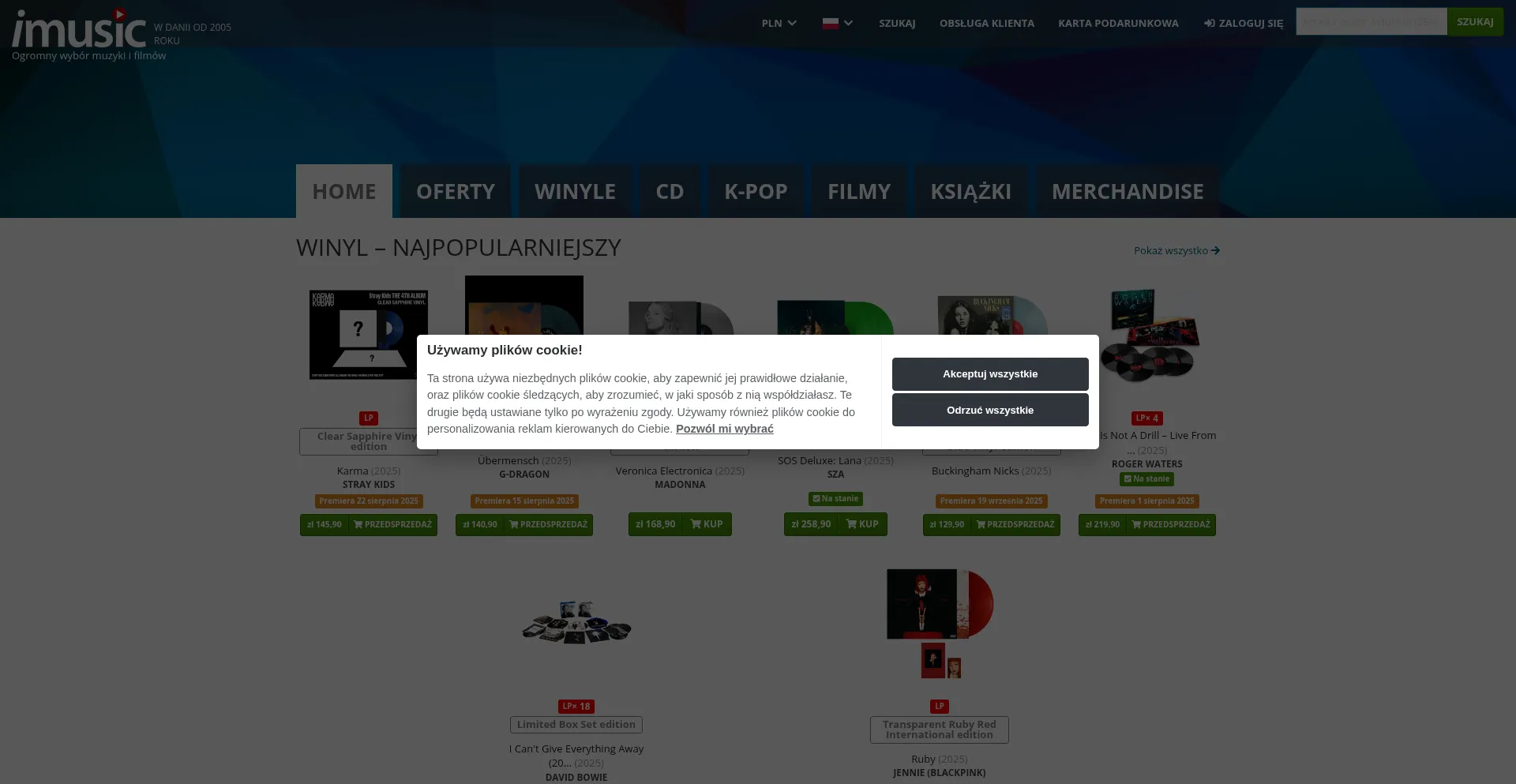 Website screenshot of Imusic.pl