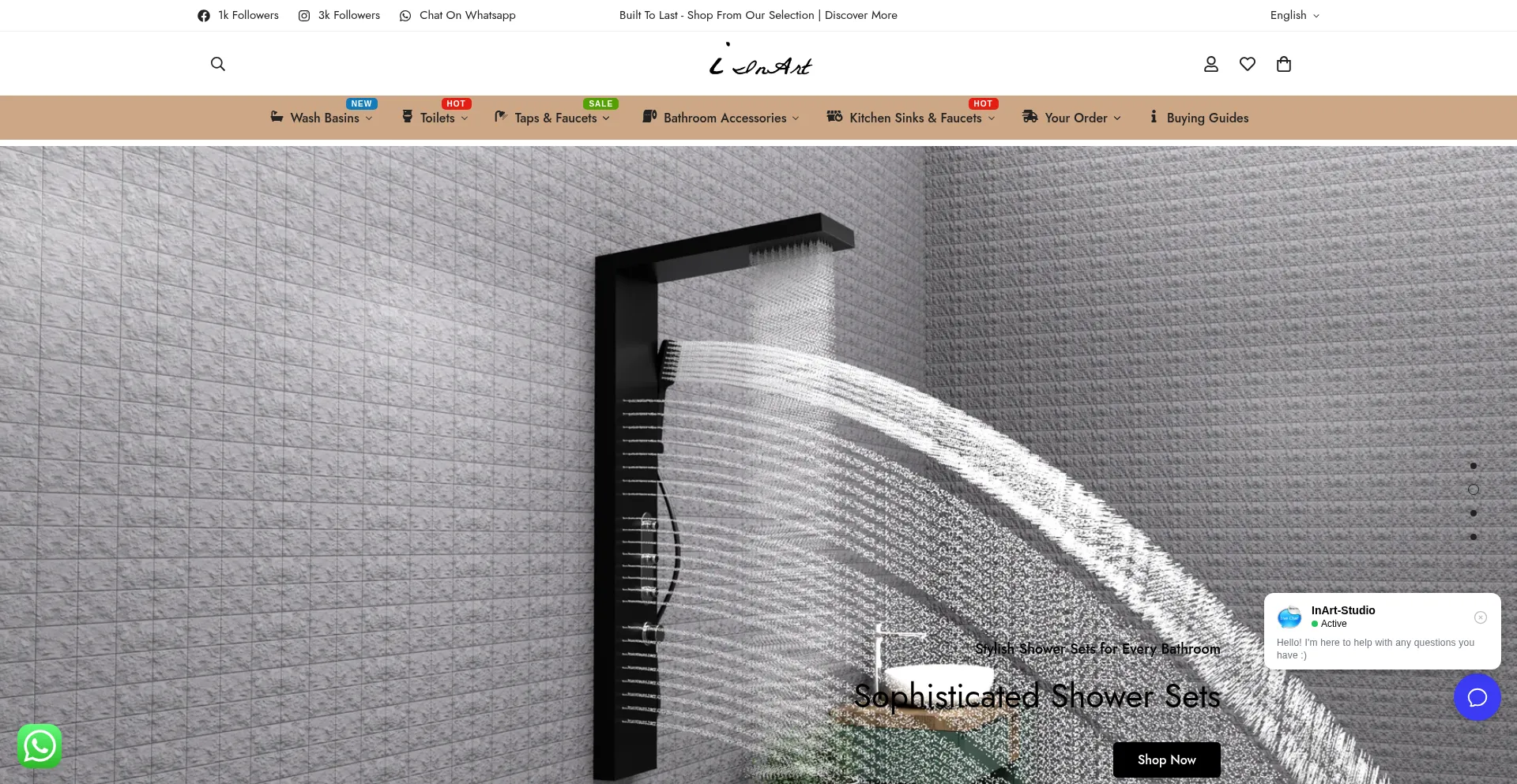 Website screenshot of Inart.co.in