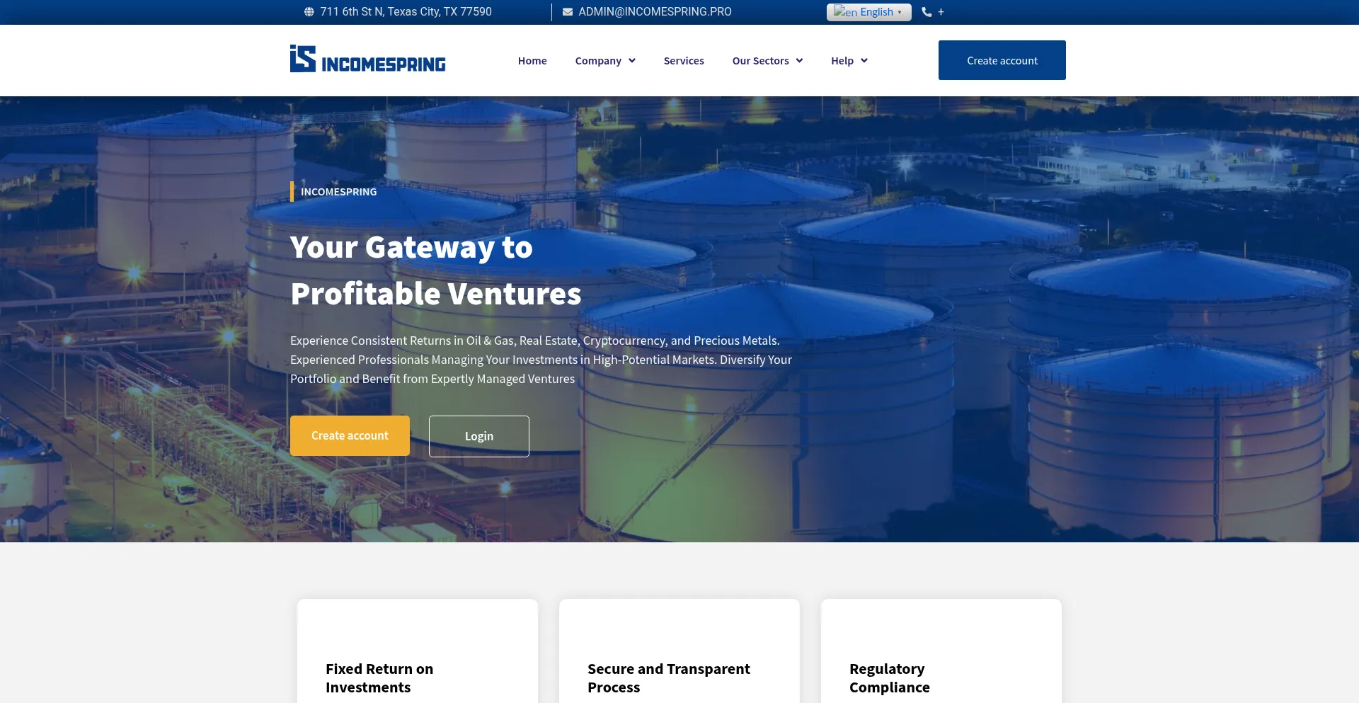 Website screenshot of Incomespring.pro