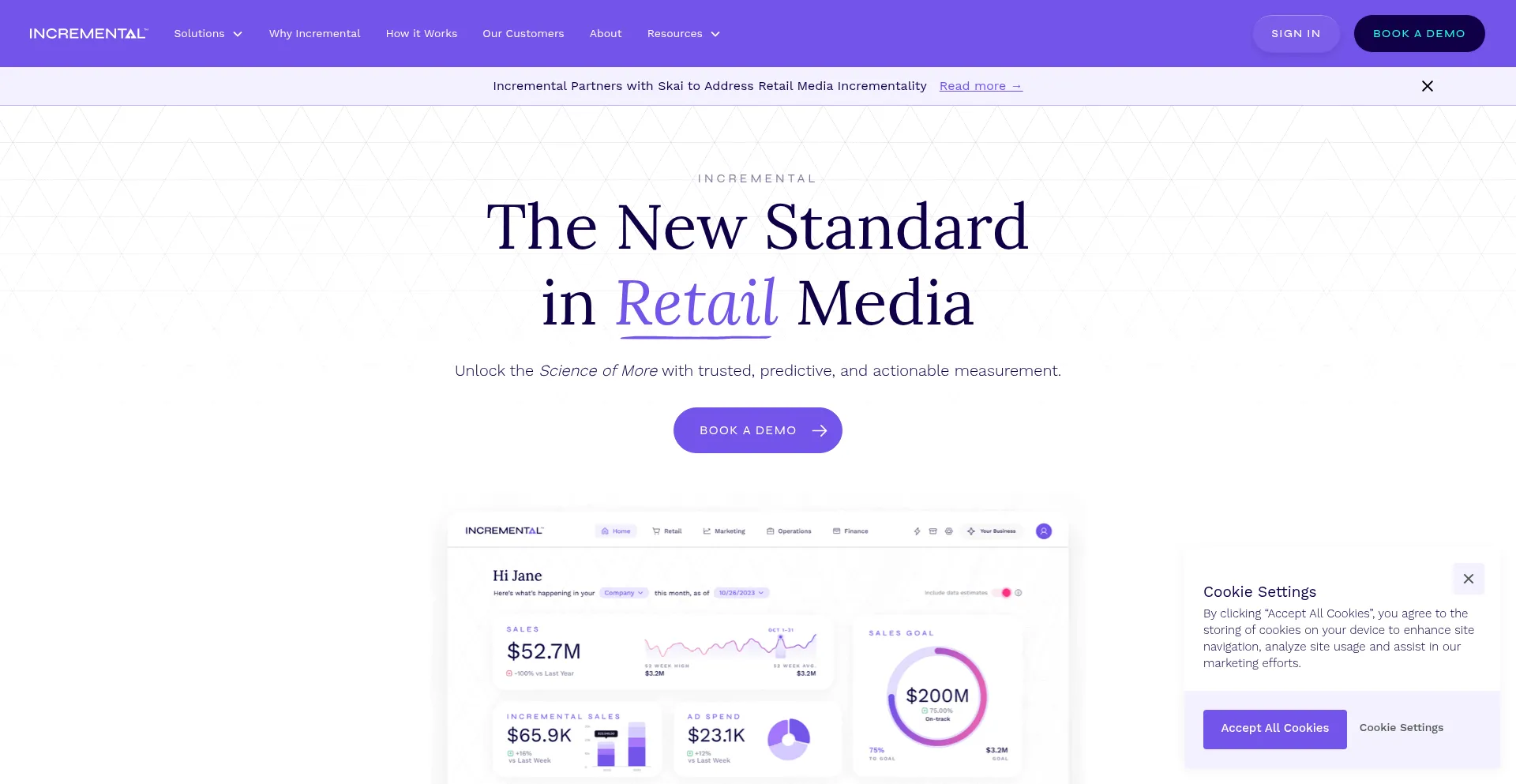 Website screenshot of Incremental.com
