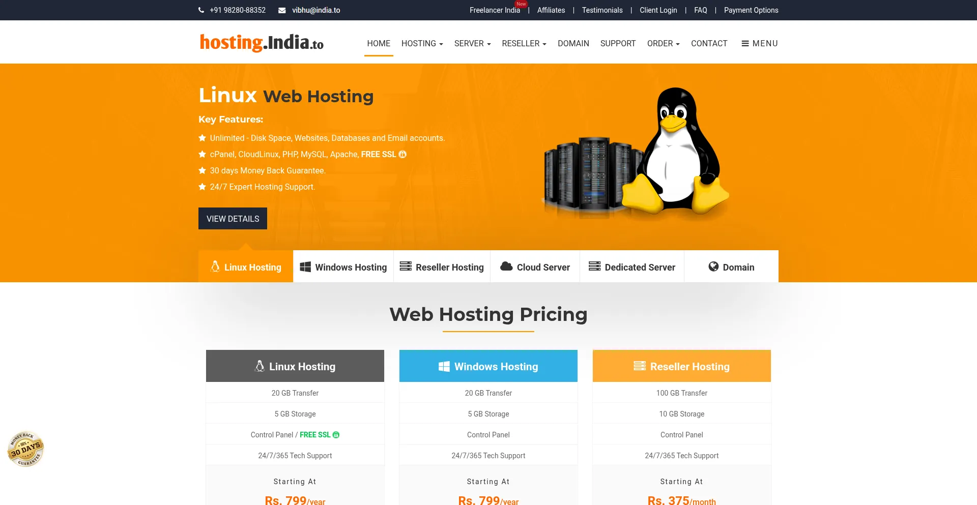 Website screenshot of India.to