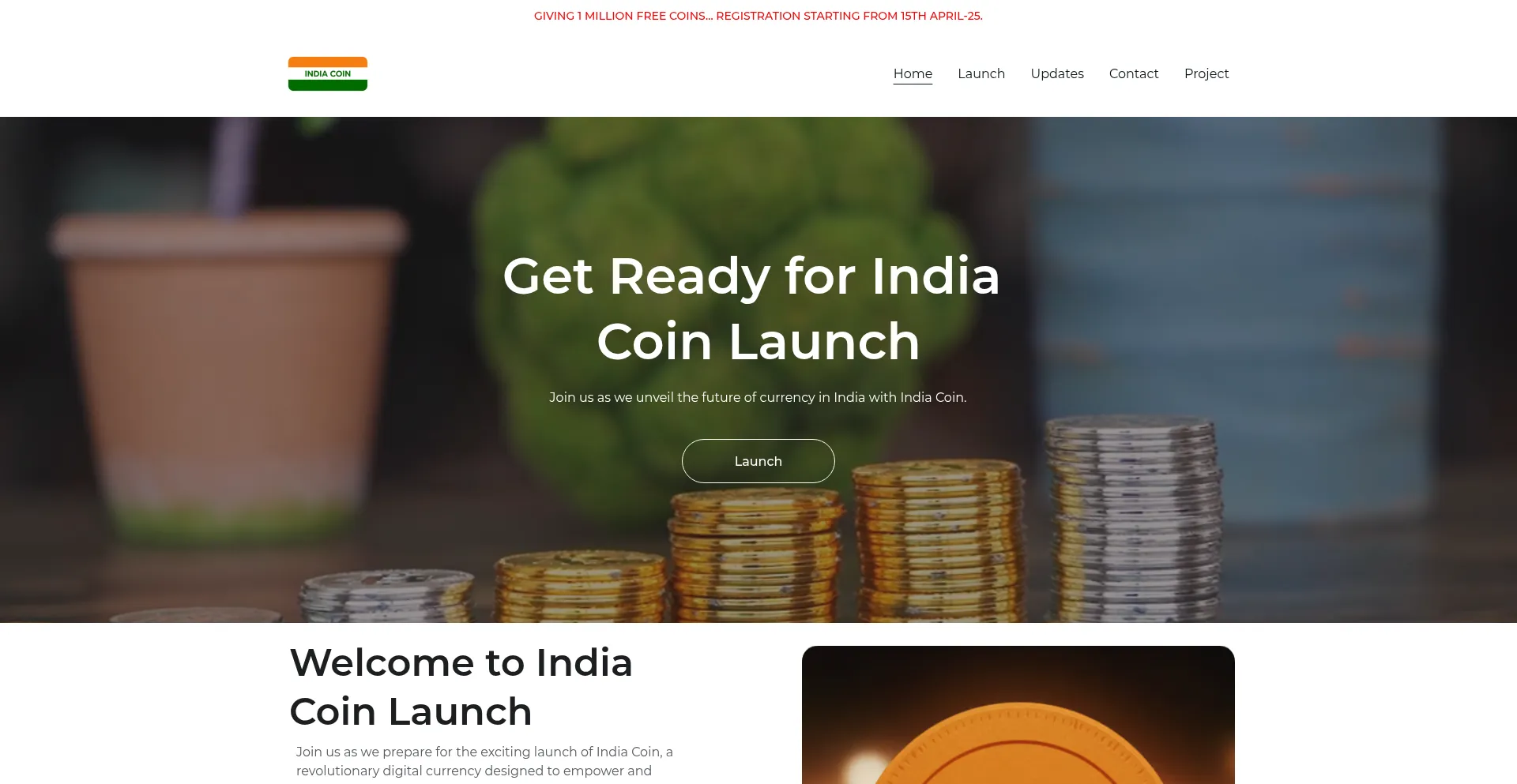 Website screenshot of Indiacoin.one
