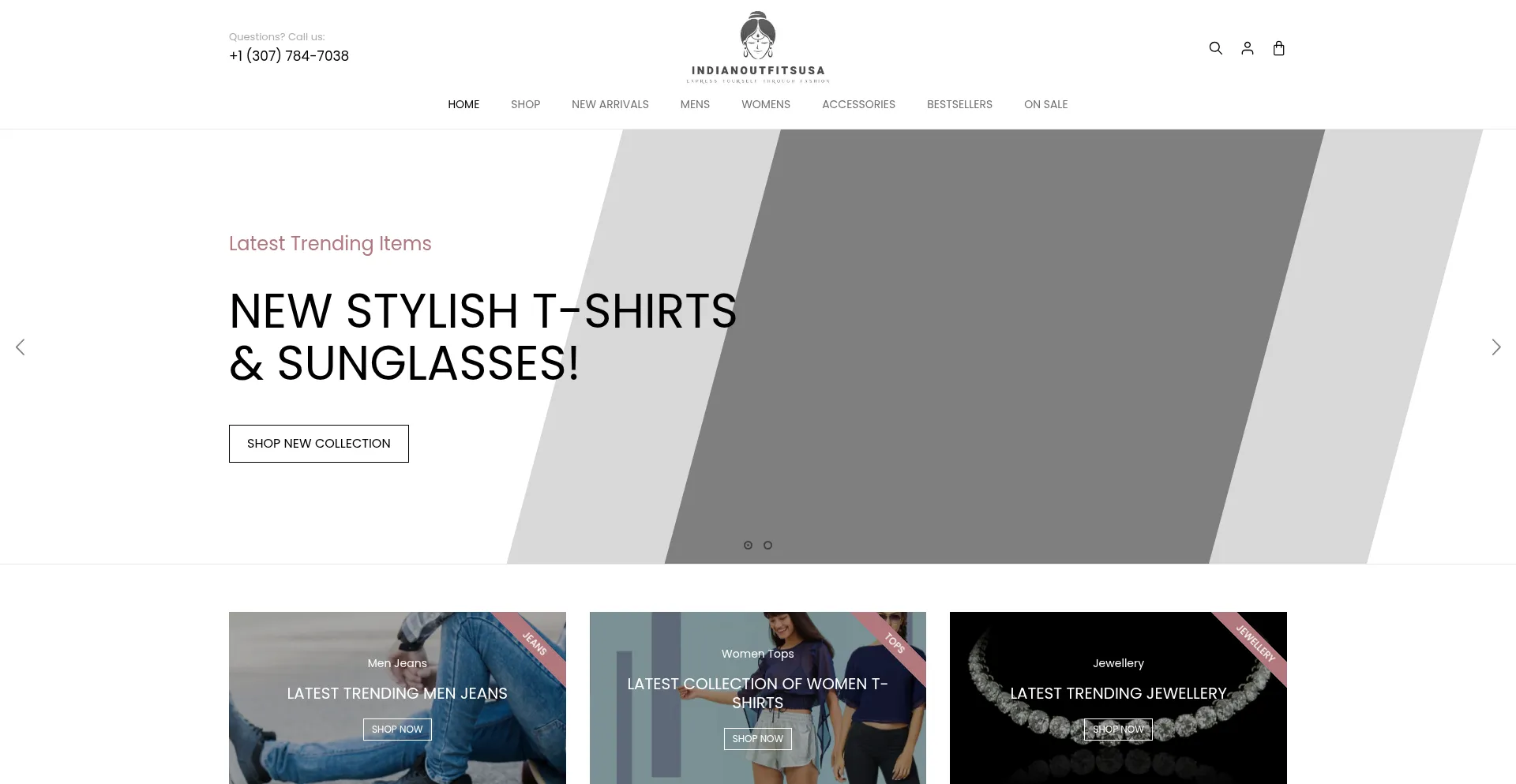 Website screenshot of Indianoutfitsusa.com