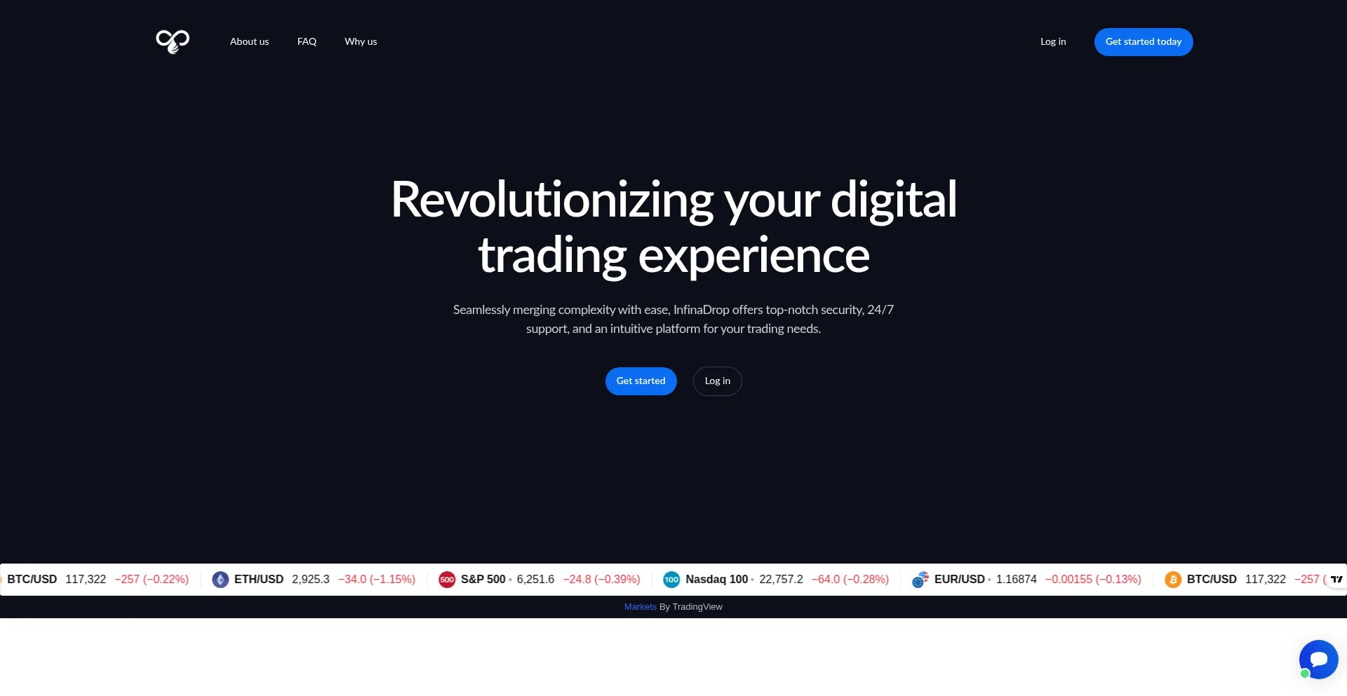 Website screenshot of Infinadrop.com