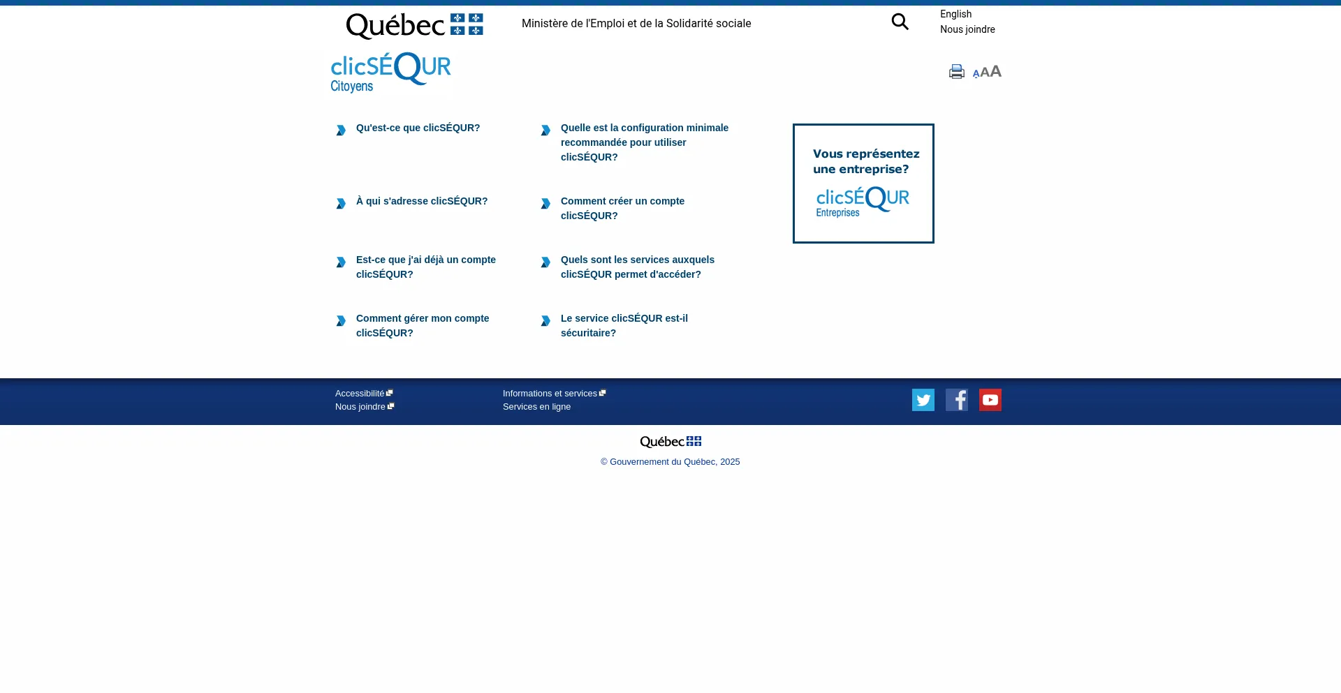 Website screenshot of Info.clicsequr.gouv.qc.ca