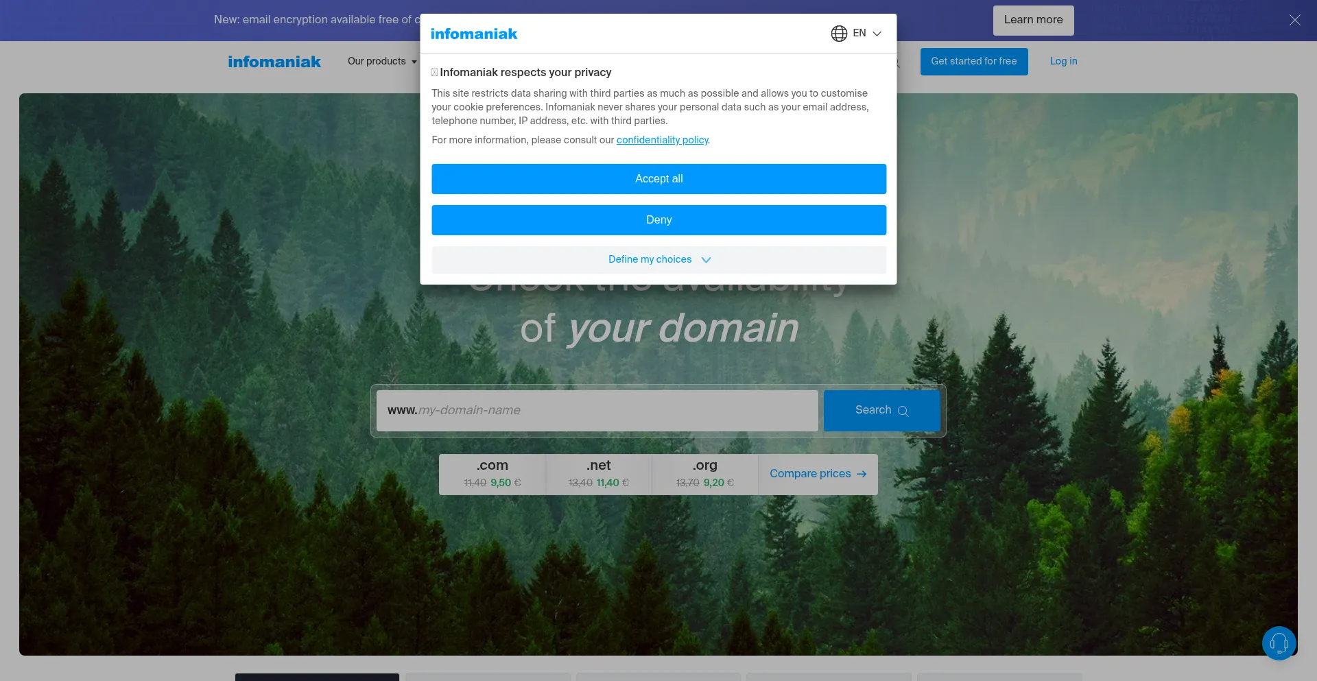Website screenshot of Infomaniak.com