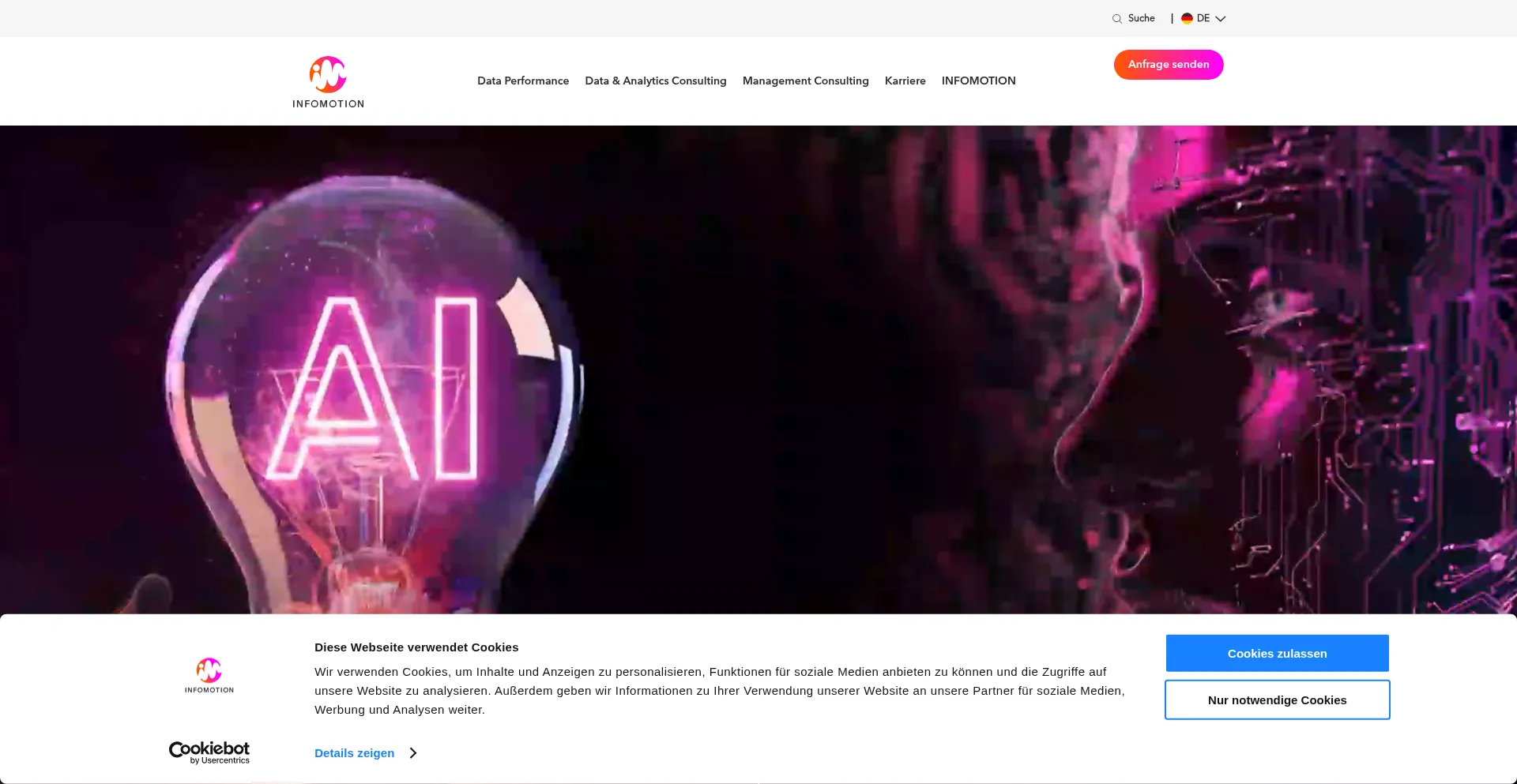 Website screenshot of Infomotion.de