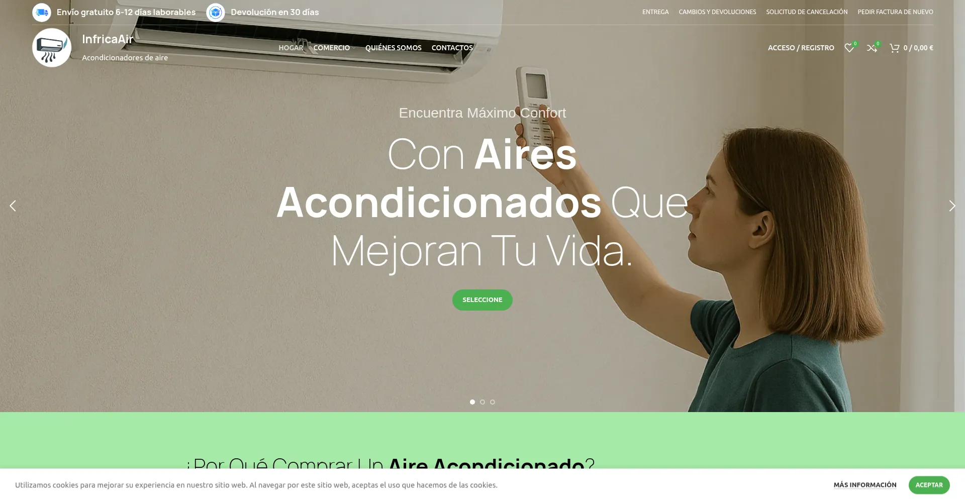 Website screenshot of Infrica-air.com