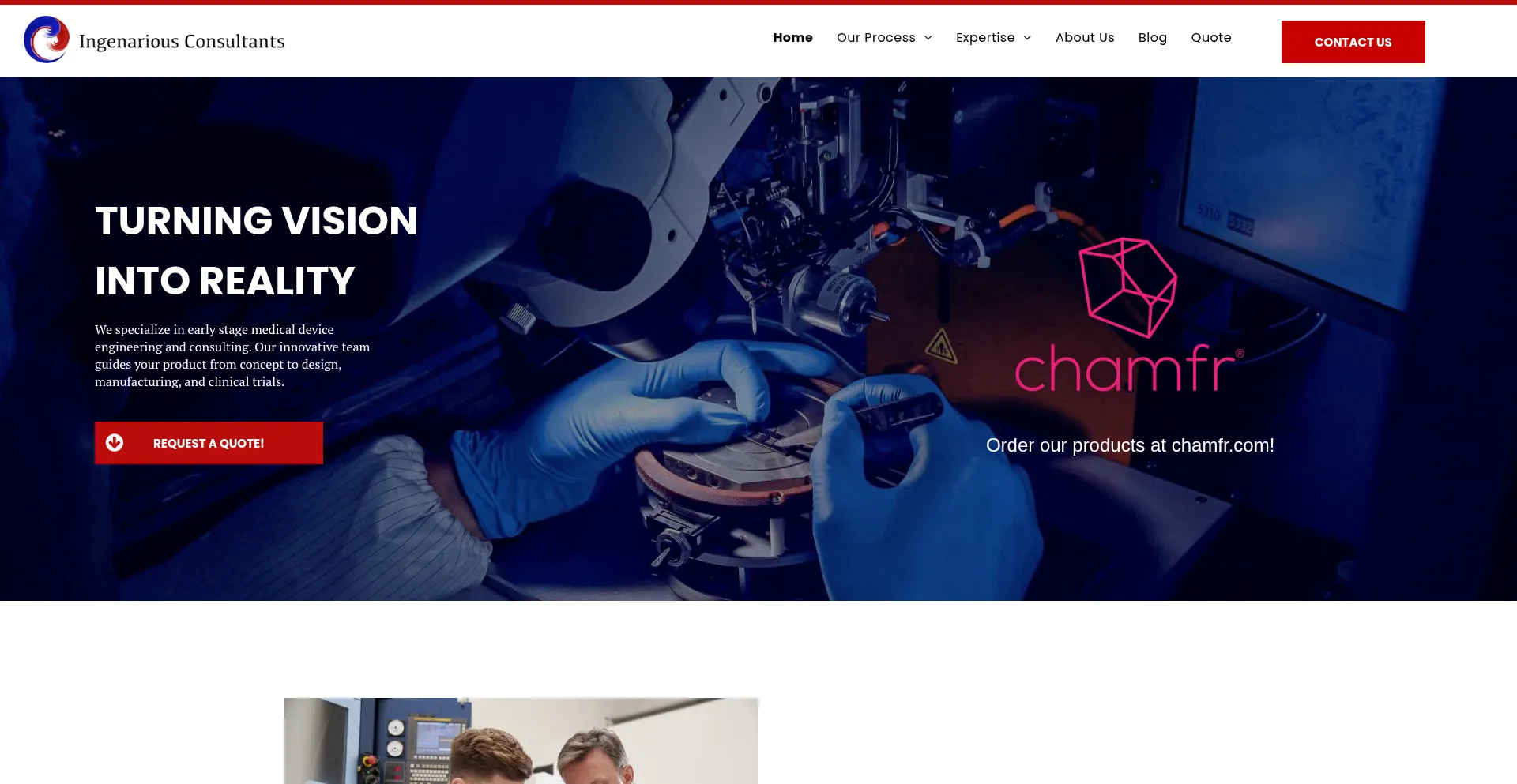 Website screenshot of Ingenarious.com