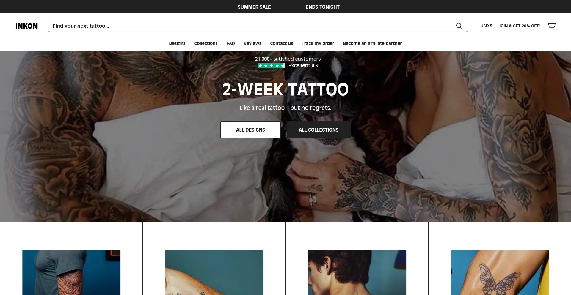 Website screenshot of Inkon-tattoo.com