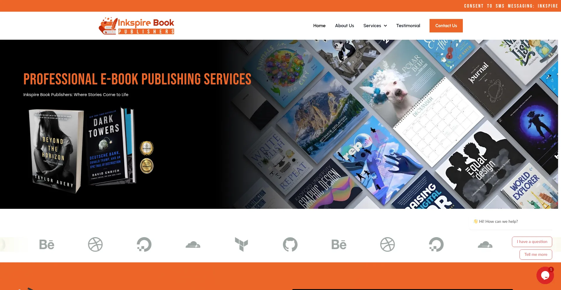 Website screenshot of Inkspirebookpublishers.com