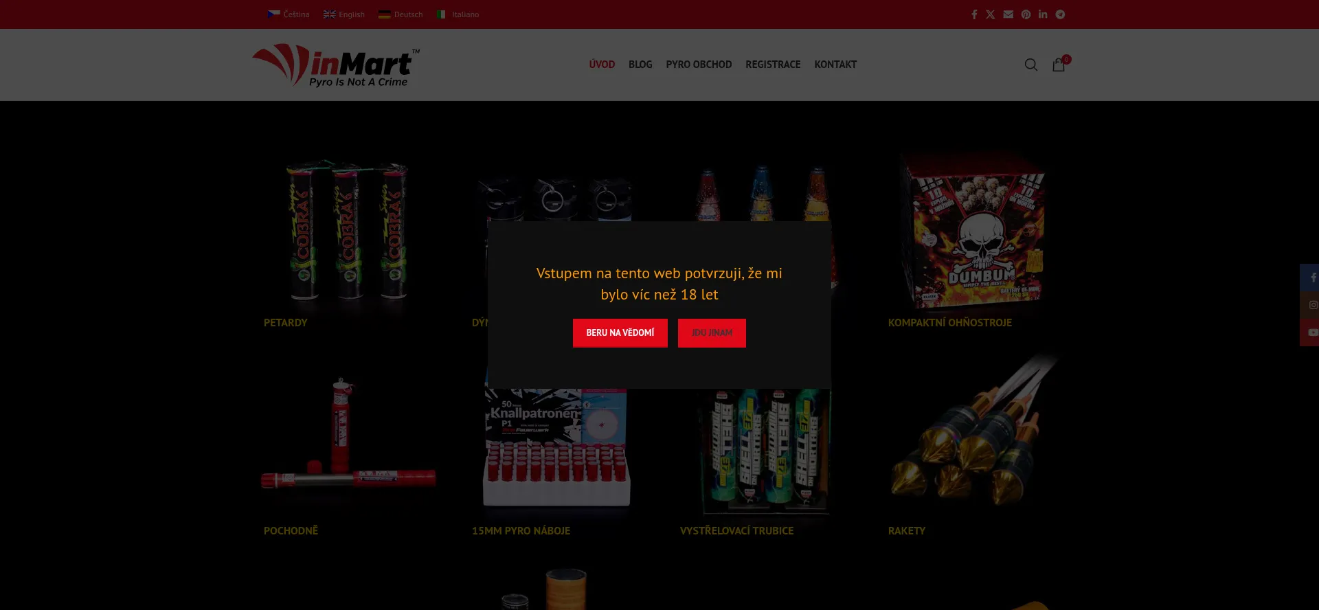 Website screenshot of Inmart.cz