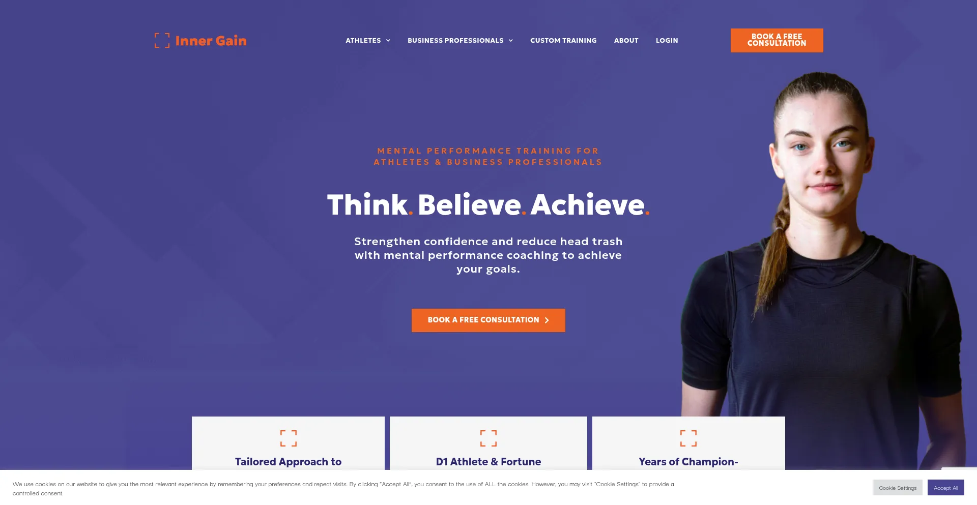 Website screenshot of Innergain.co