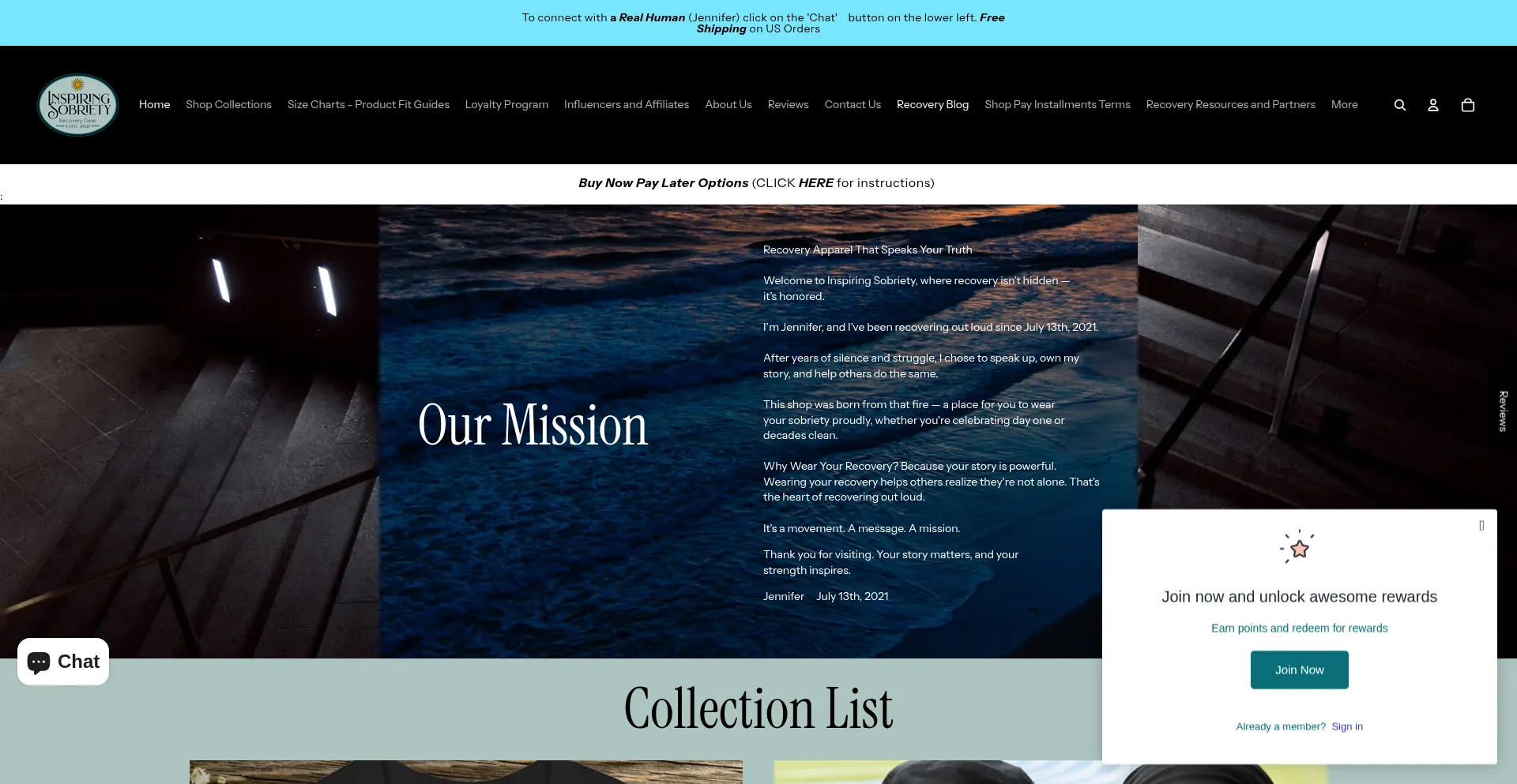 Website screenshot of Inspiringsobriety.com