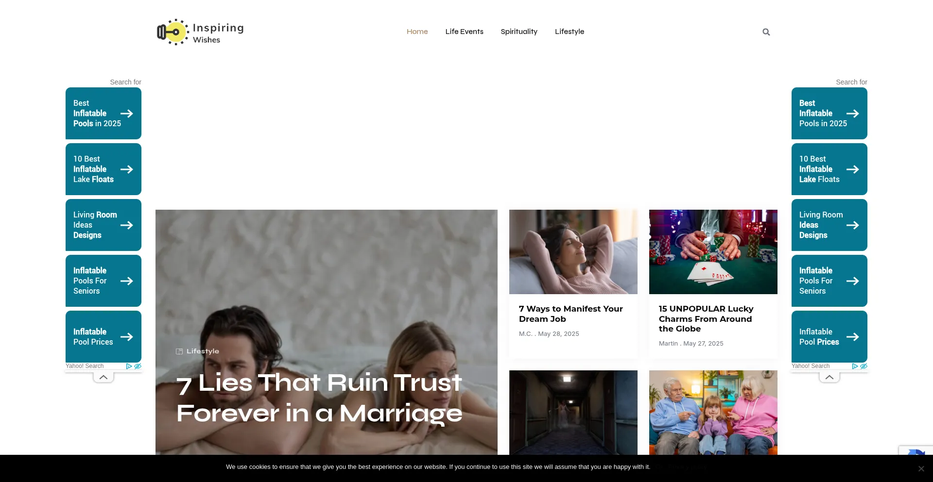 Website screenshot of Inspiringwishes.com