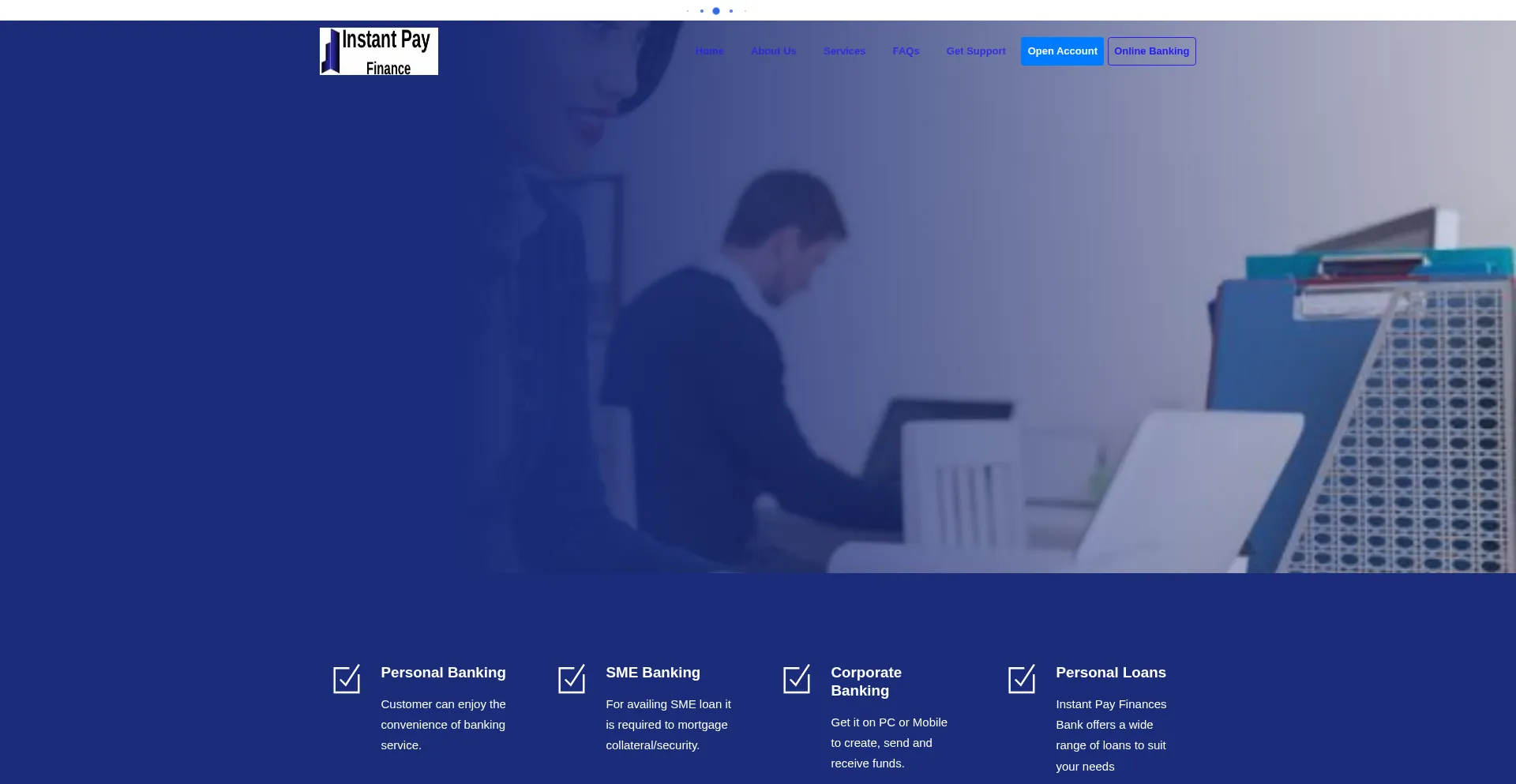Website screenshot of Instantpayfinances.xyz