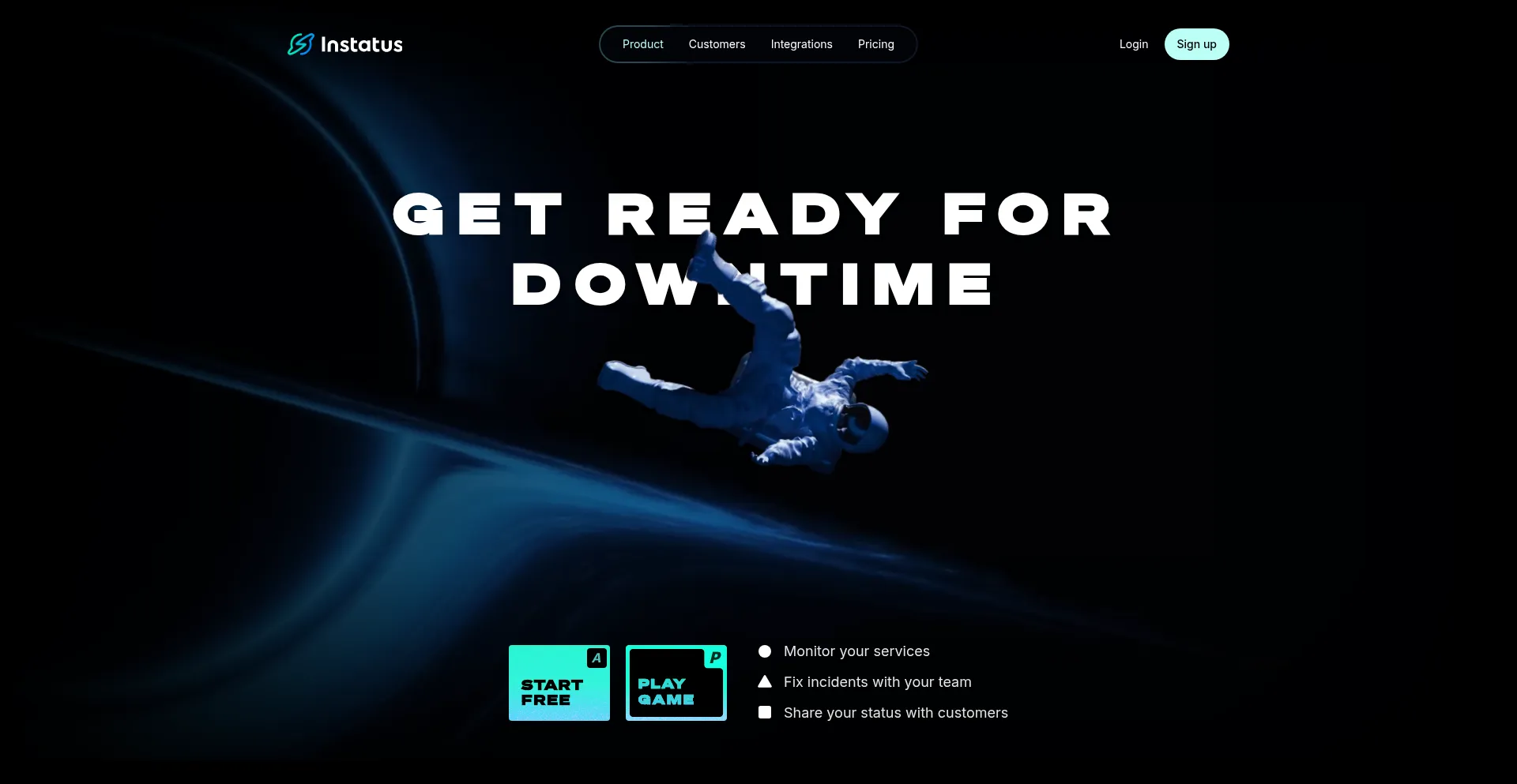 Website screenshot of Instatus.com