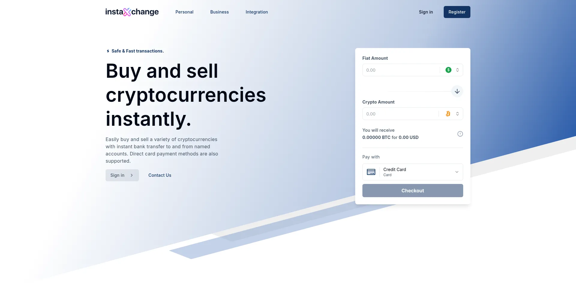 Website screenshot of Instaxchange.com