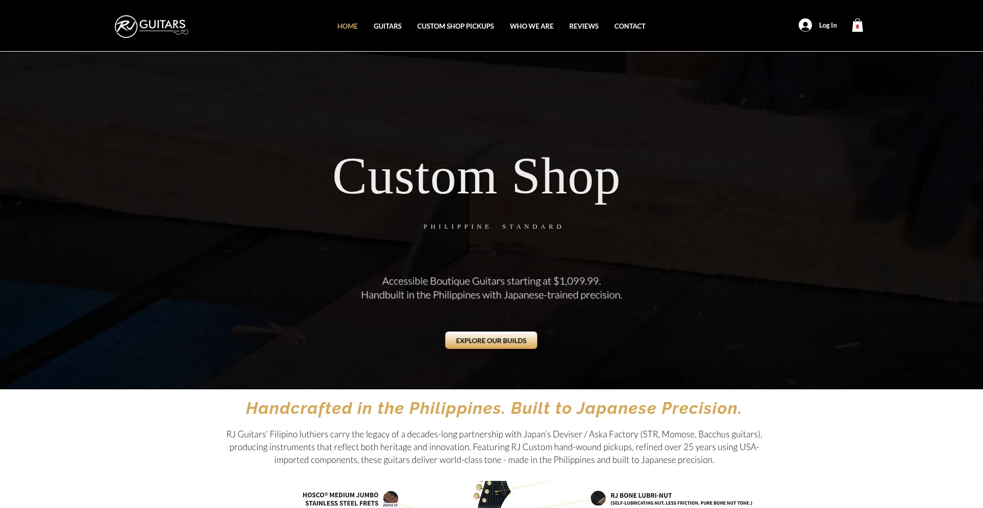 Website screenshot of Int.rjguitars.store