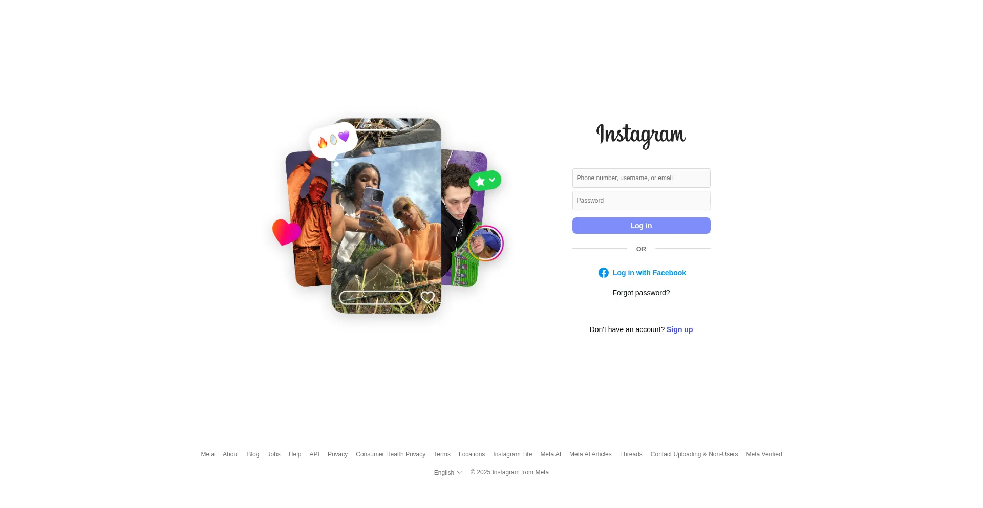 Website screenshot of Intagram.com