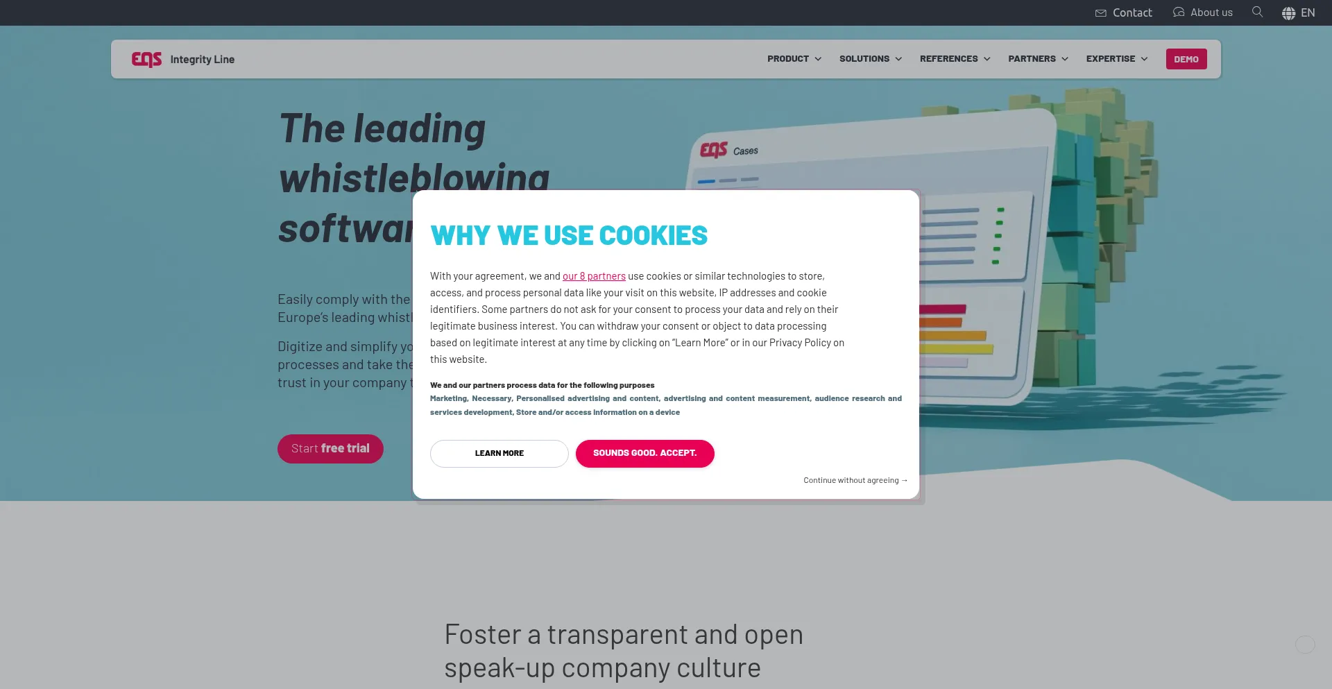 Website screenshot of Integrityline.com