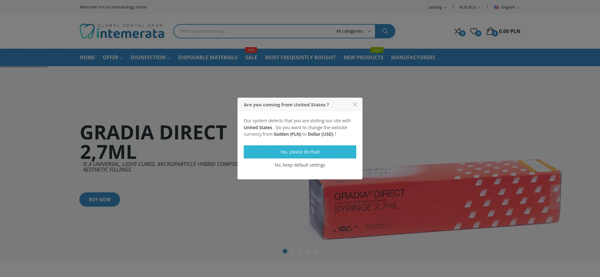 Website screenshot of Intemerata.eu