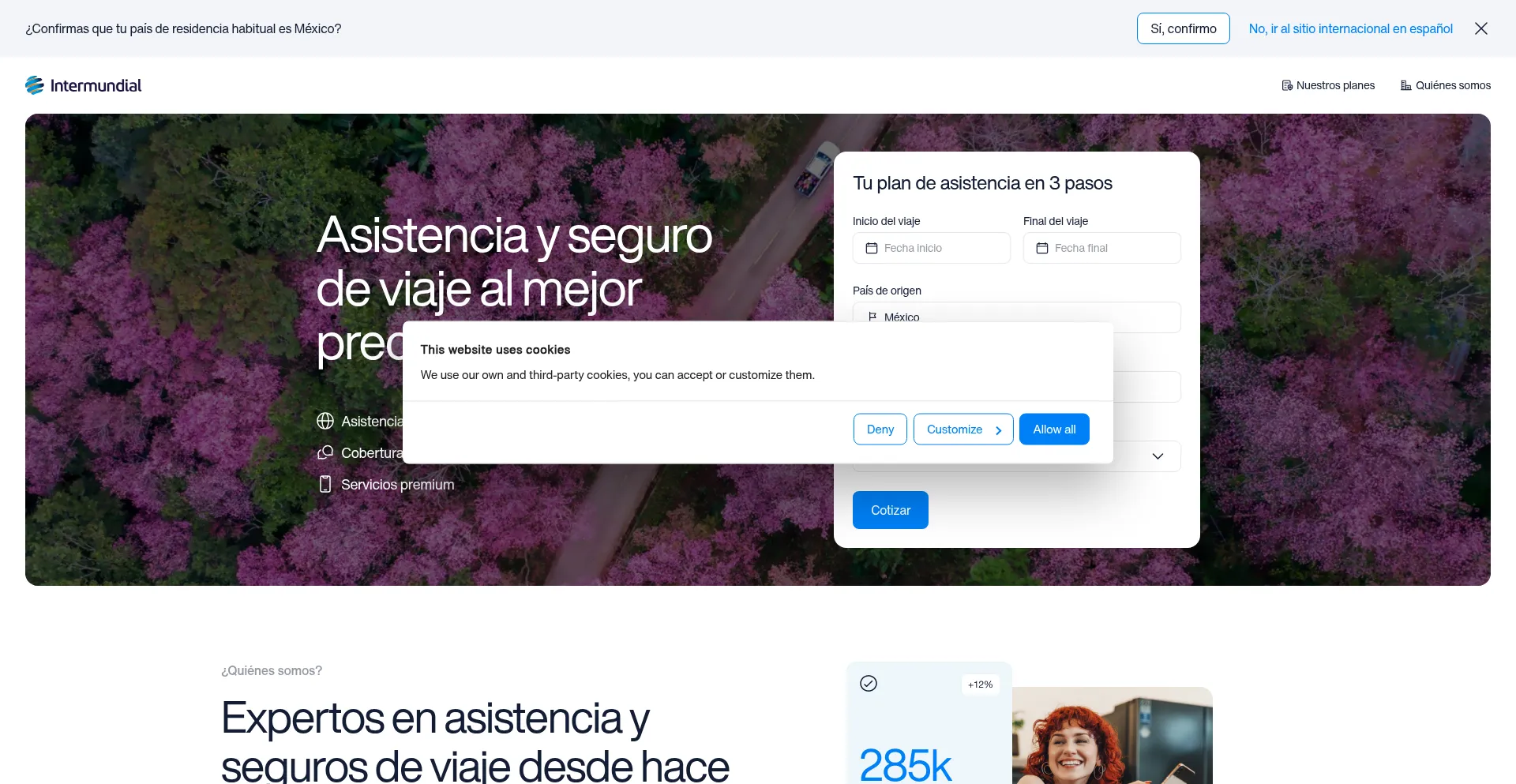 Website screenshot of Intermundial.com.mx