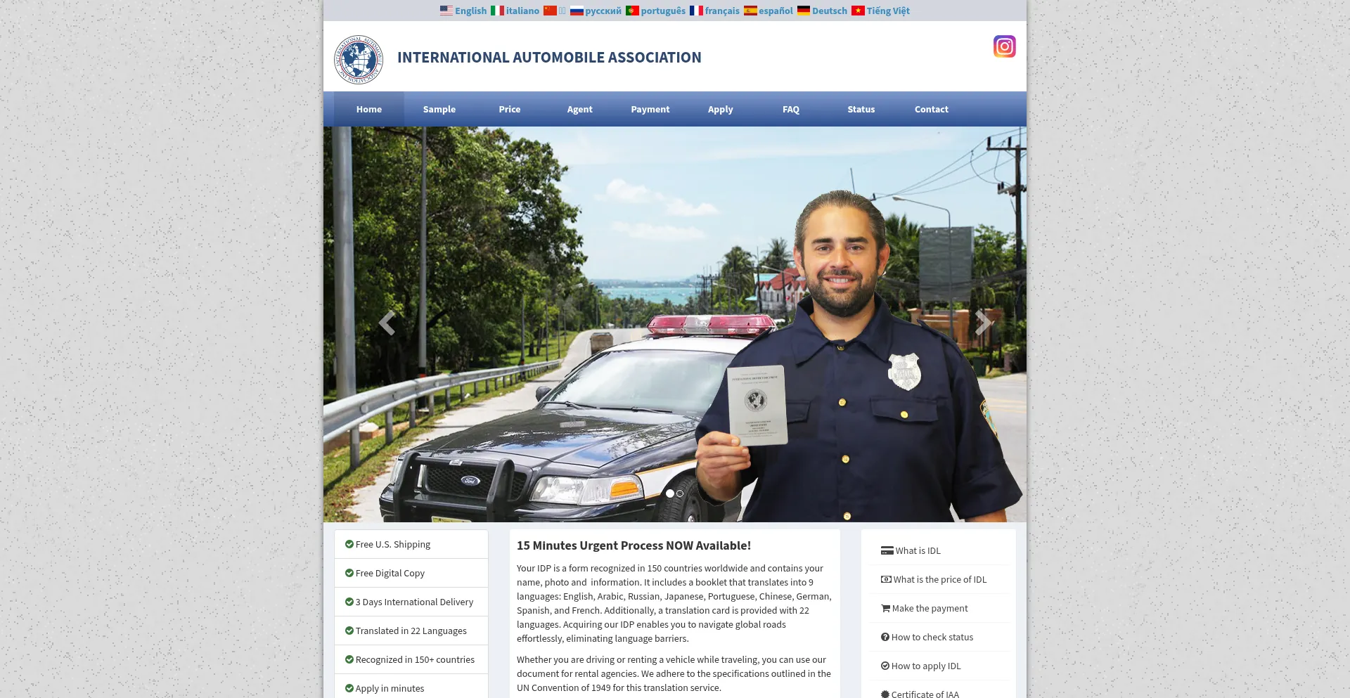 Website screenshot of International-permit.com