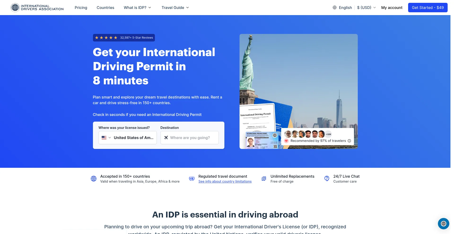 Website screenshot of Internationaldriversassociation.com