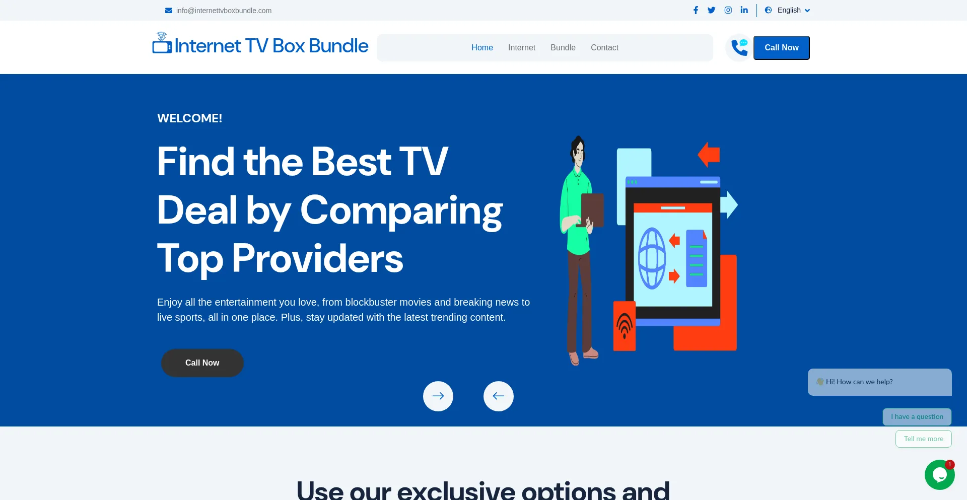 Website screenshot of Internettvboxbundle.com