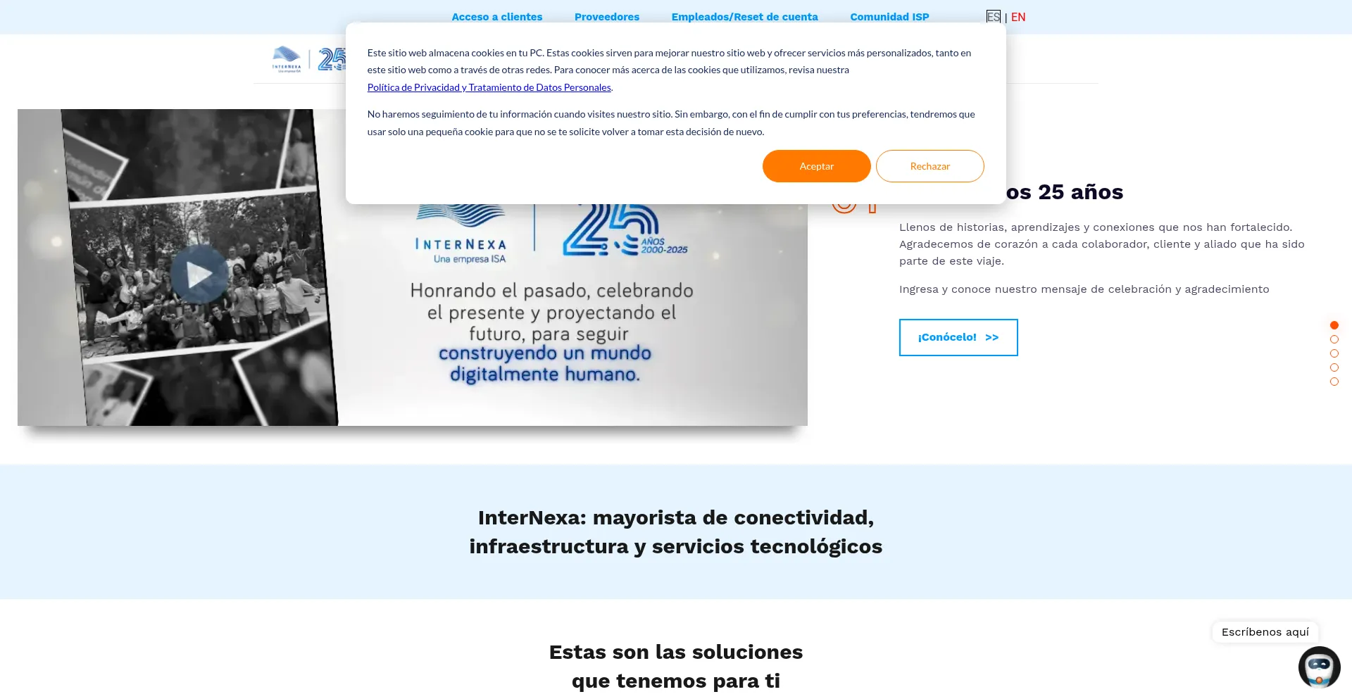 Website screenshot of Internexa.com