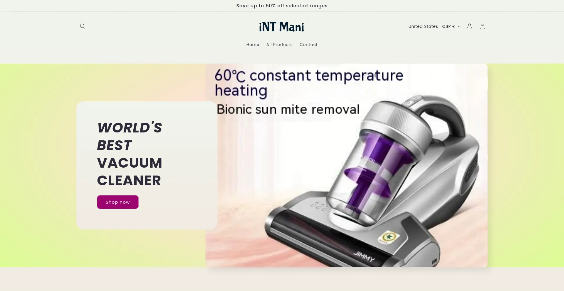 Website screenshot of Intmani.com