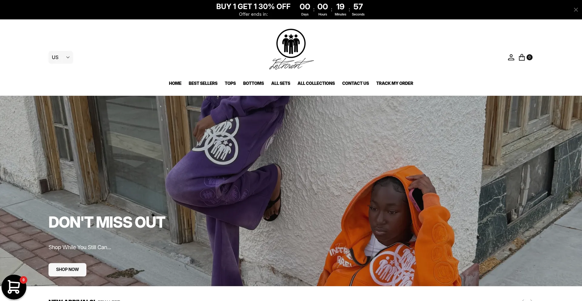 Website screenshot of Intrvrtapparel.com