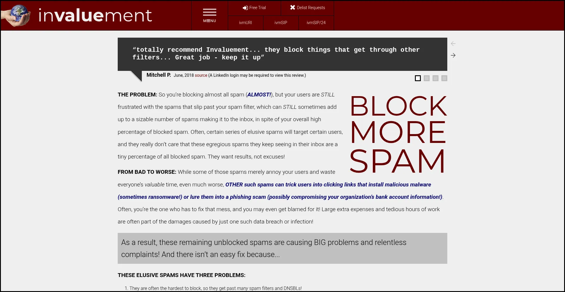 Website screenshot of Invaluement.com