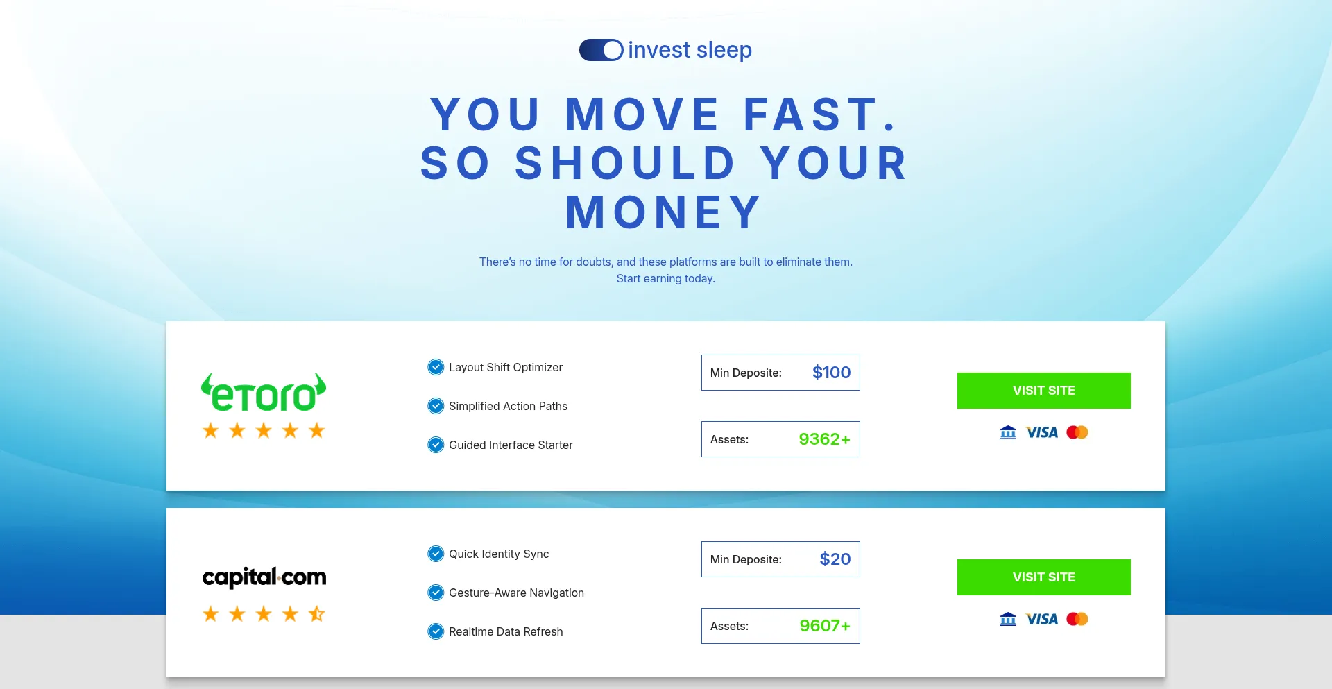 Website screenshot of Investsleep.com