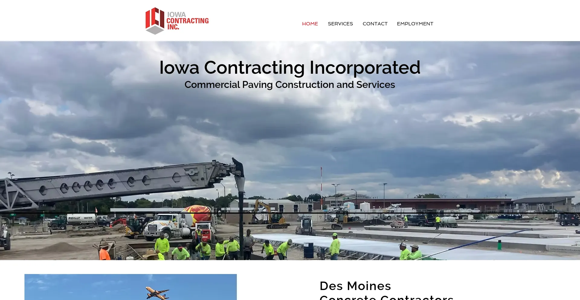 Website screenshot of Iowacontractinginc.com