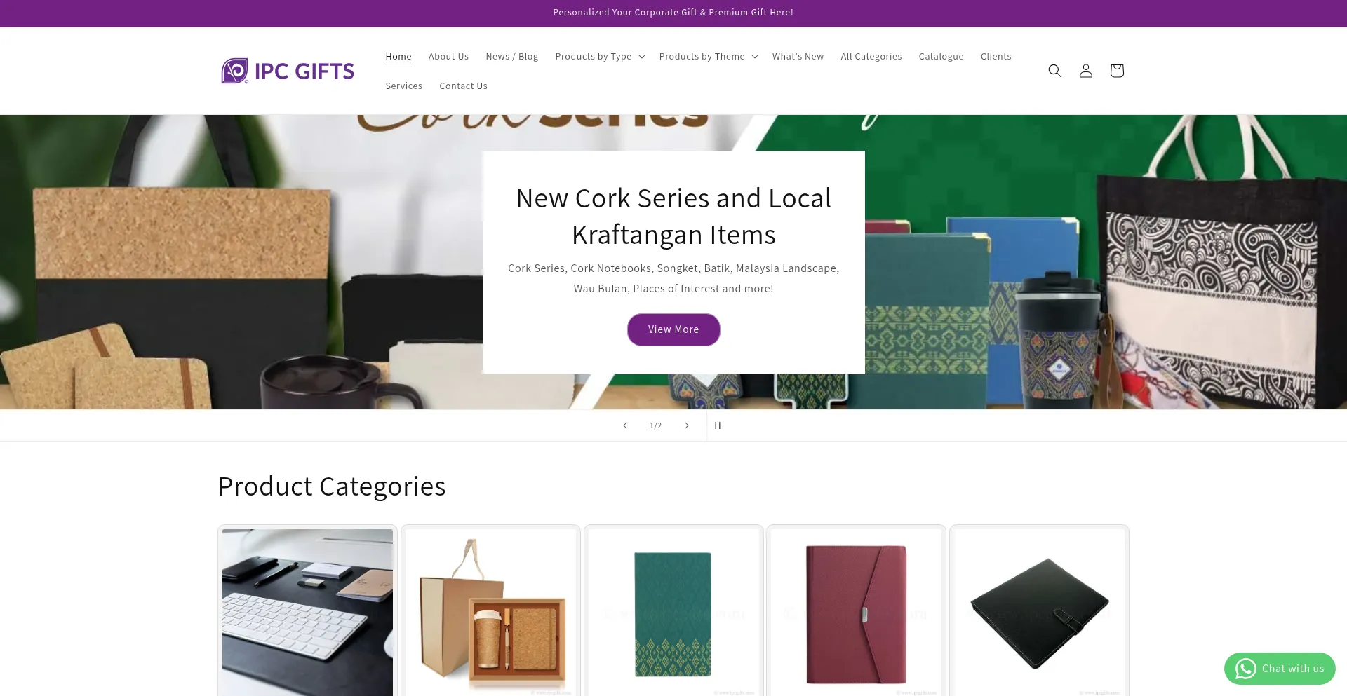 Website screenshot of Ipcgifts.com