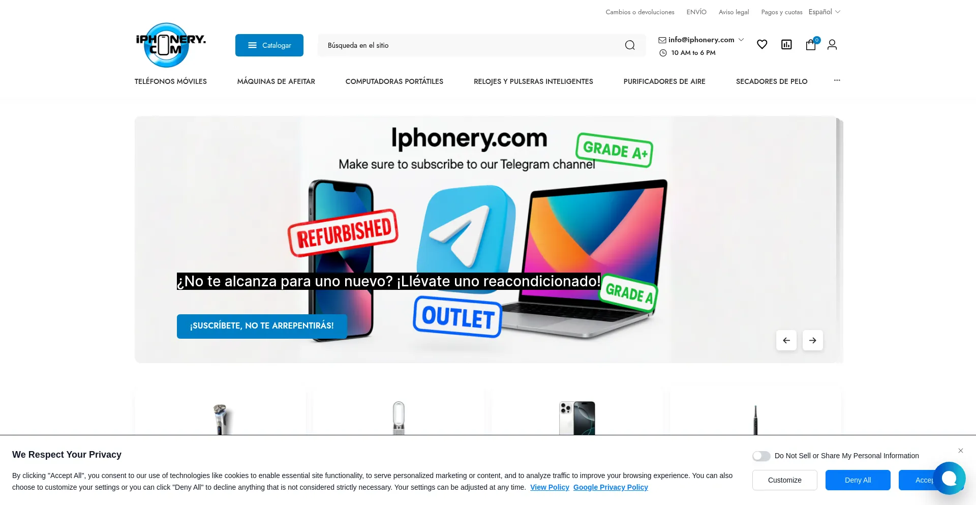 Website screenshot of Iphonery.com
